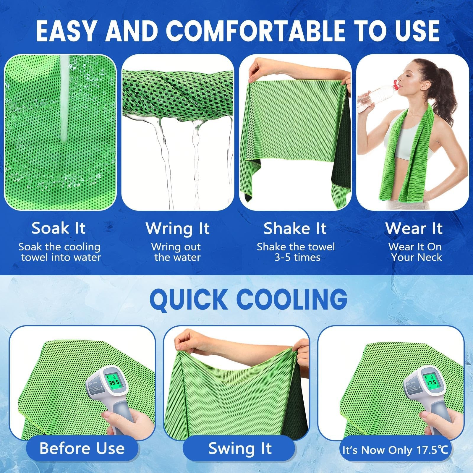 Hosuly 50 Pack Cooling Towels, 40&Prime;x12&Prime; Yoga Towels Ice Breathable Soft Chilly…
