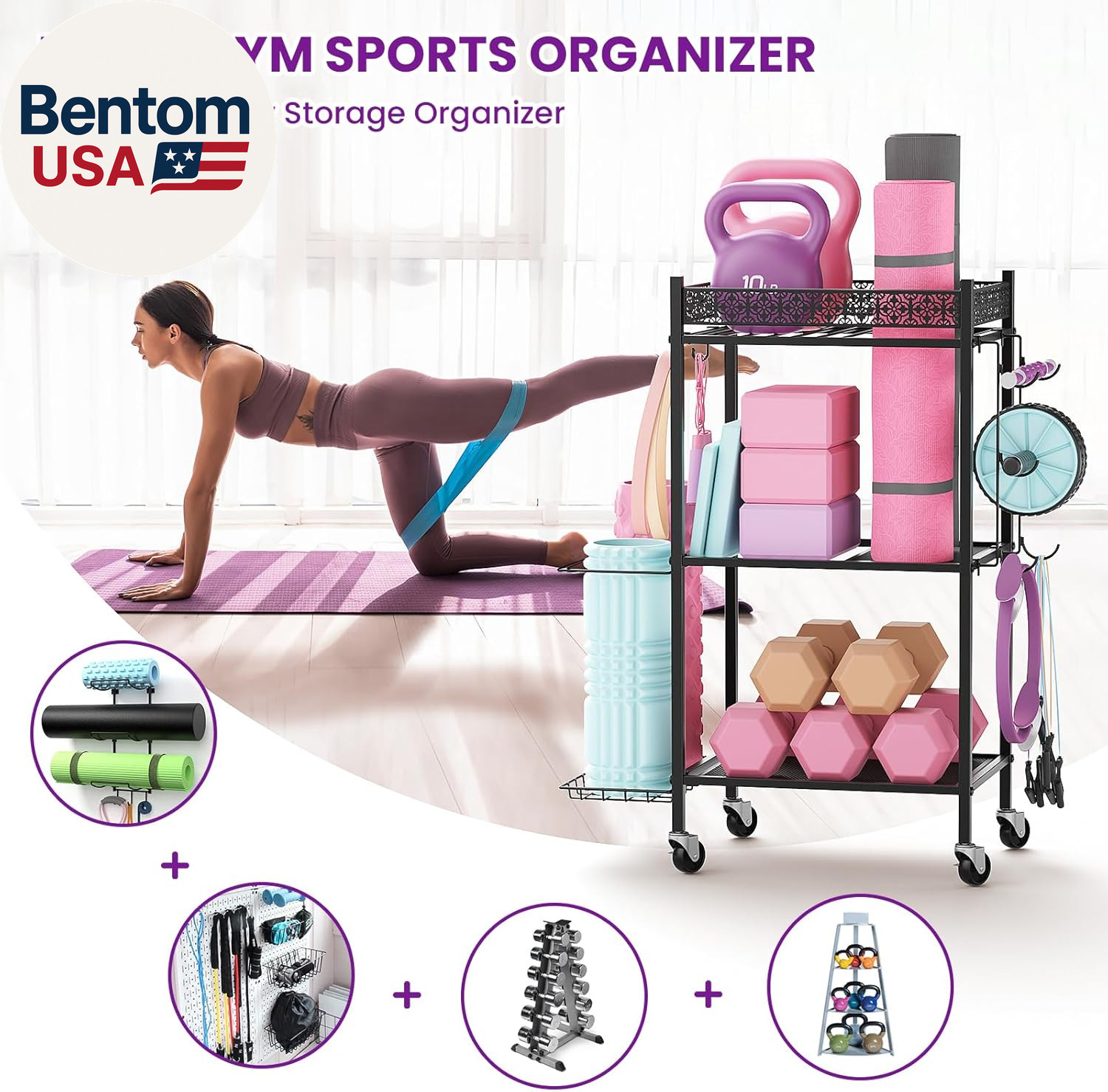 Yoga Mat Storage Rack, Home Gym Storage Rack, Workout Storage for Yoga Mat, Foa