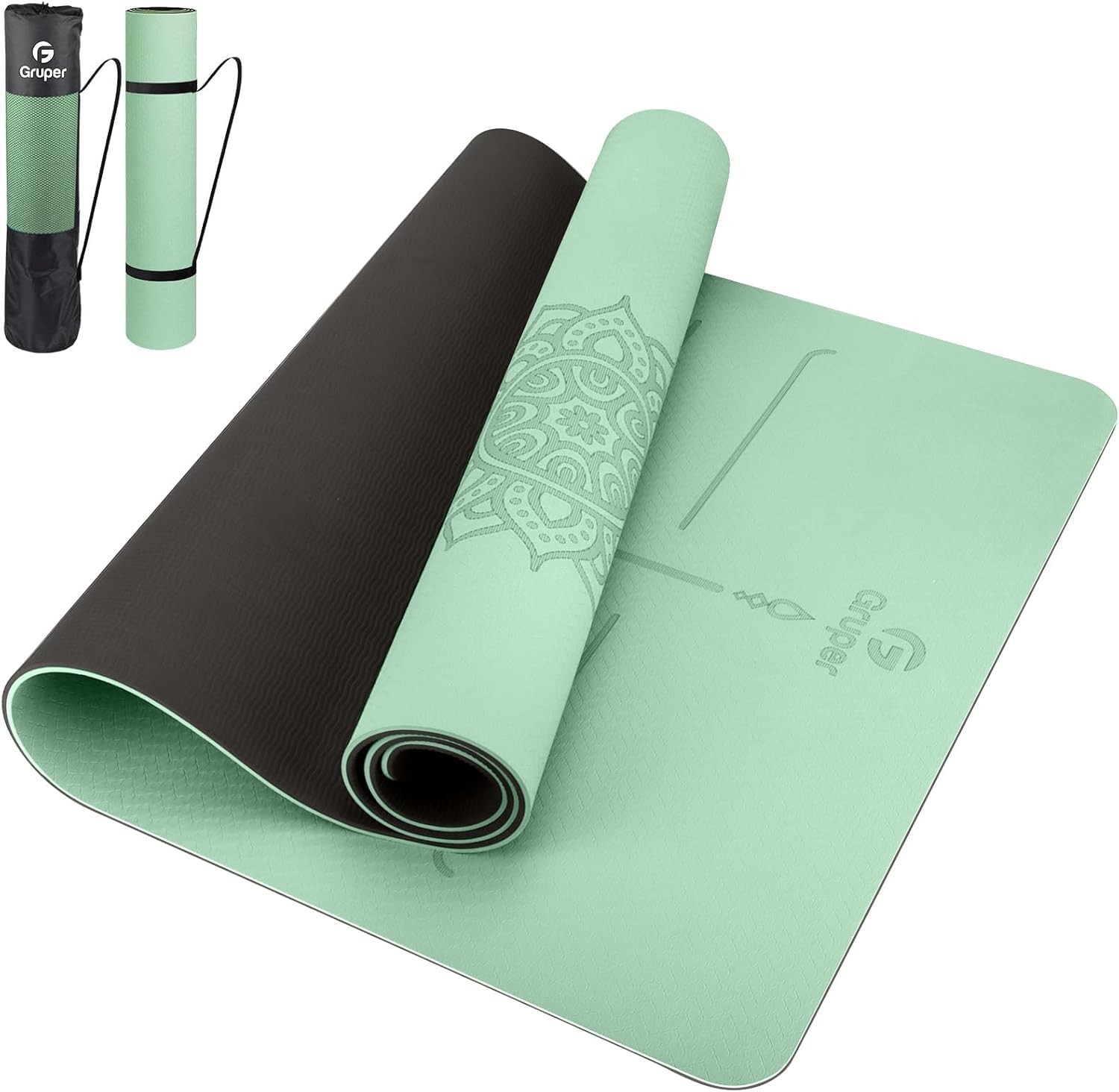 Yoga Mat Non Slip TPE Thick Yoga Mat with Alignment Mark, Large Size 72&Prime;L x 3…