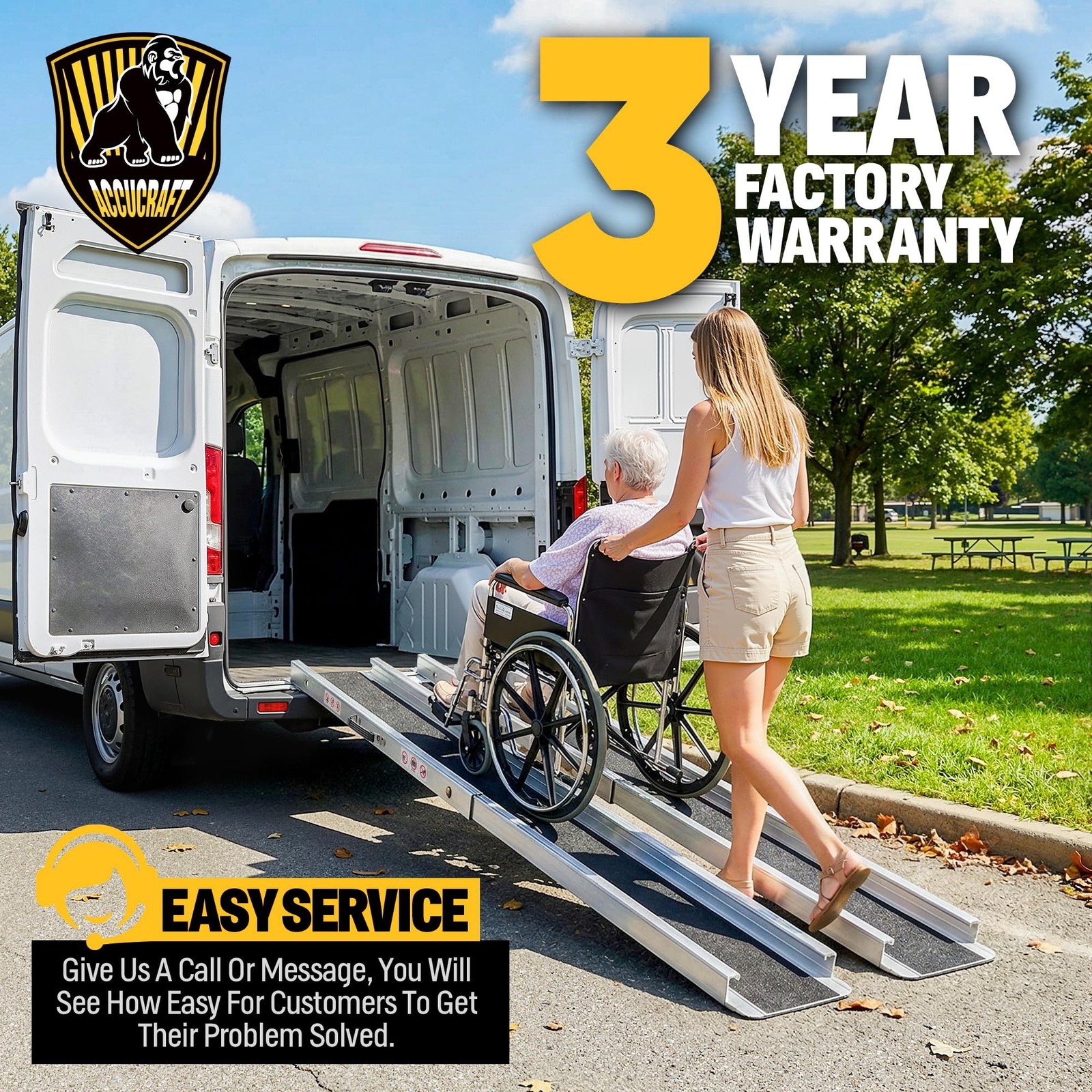 7FT Adjustable Portable Wheelchair Ramp 2.0, 1200 LBS Capacity Ramps for Whee…