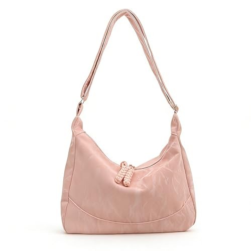 Shoulder Bag for Women,Ultra Soft Foldable Vegan Leather Crossbody B Pu-pink