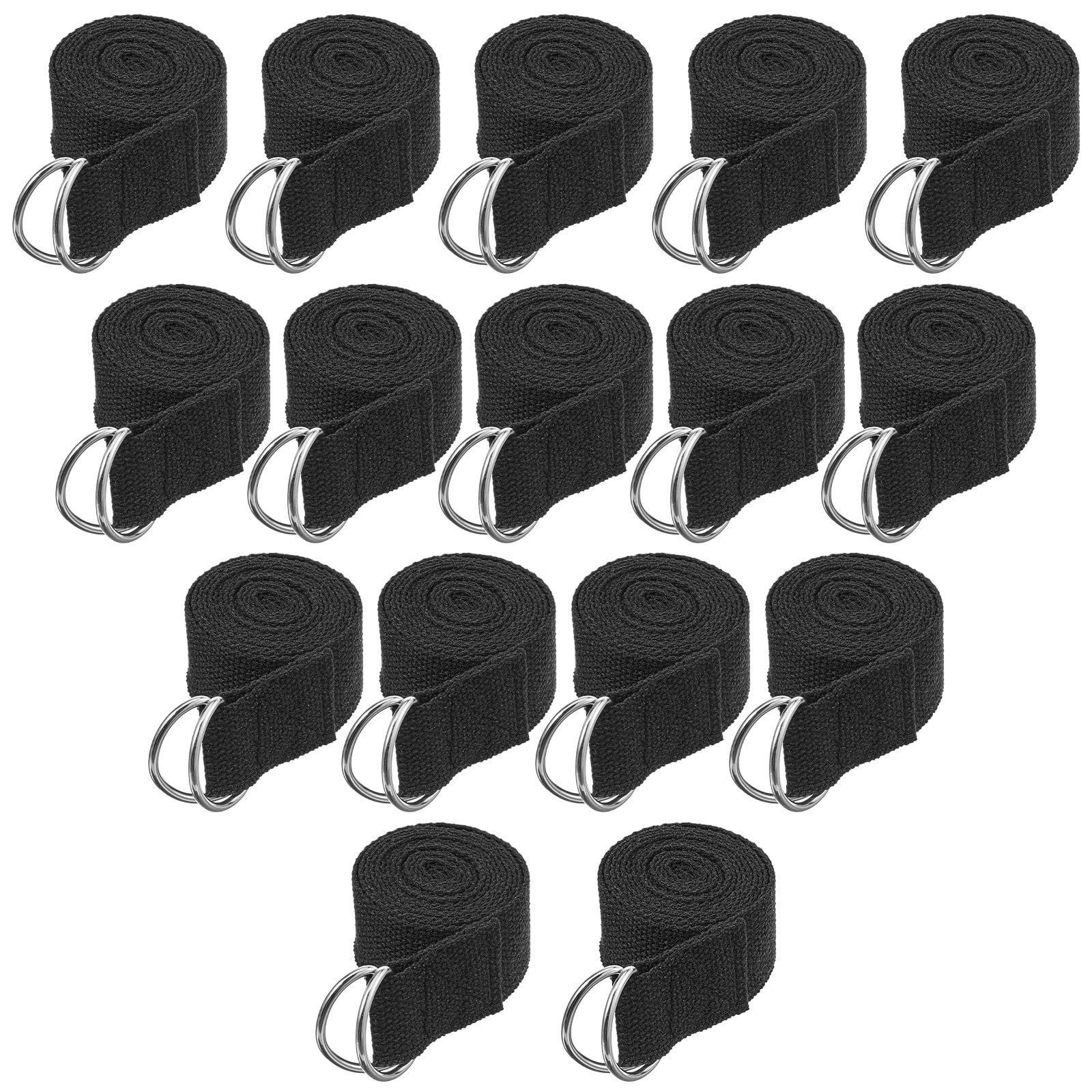 16 Pcs 6ft Yoga Straps for Stretching – Adjustable Pilates Bands with Metal D-Ri