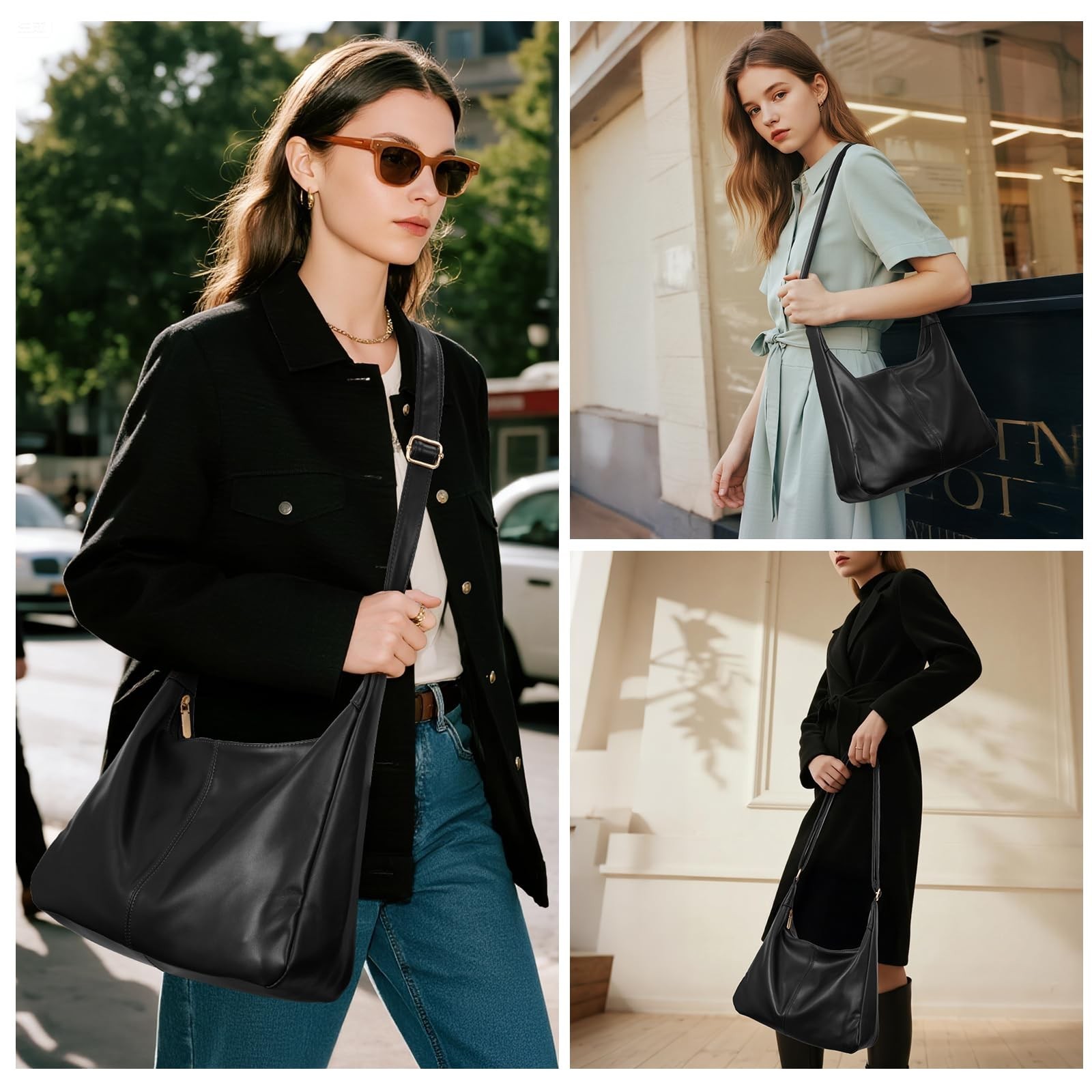 Badiya Hobo Bags for Women Tote Handbags Pu Leather Ultra Soft Slouchy Tote P…