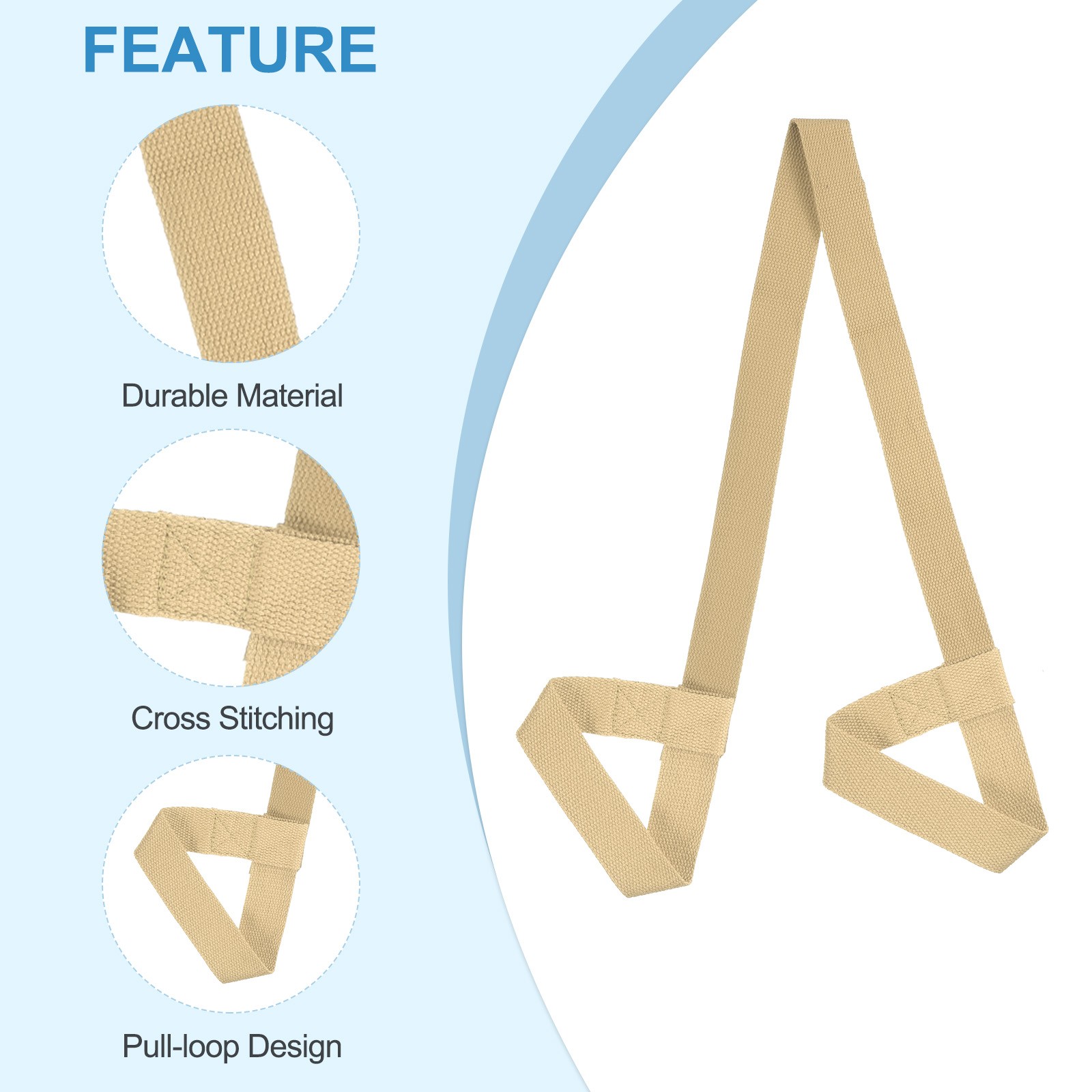 4Pcs Yoga Mat Strap Adjustable Yoga Mat Carrier Straps Sling, Khaki