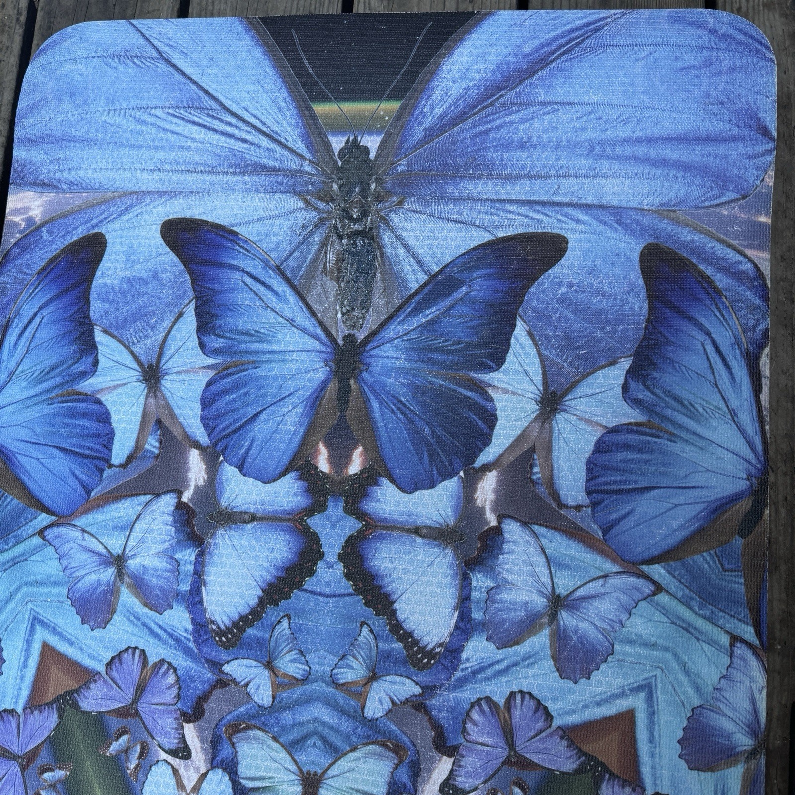 Destiny Blue Butterfly Mandala Yoga Mat Jamila Starwater Art Non Slip Exercise