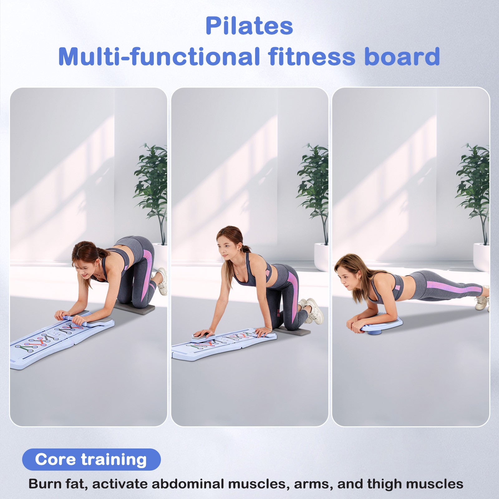 6-In-1 Multifunctional Pilates Board Reformer Set Purple Home Gym Ab Trainer