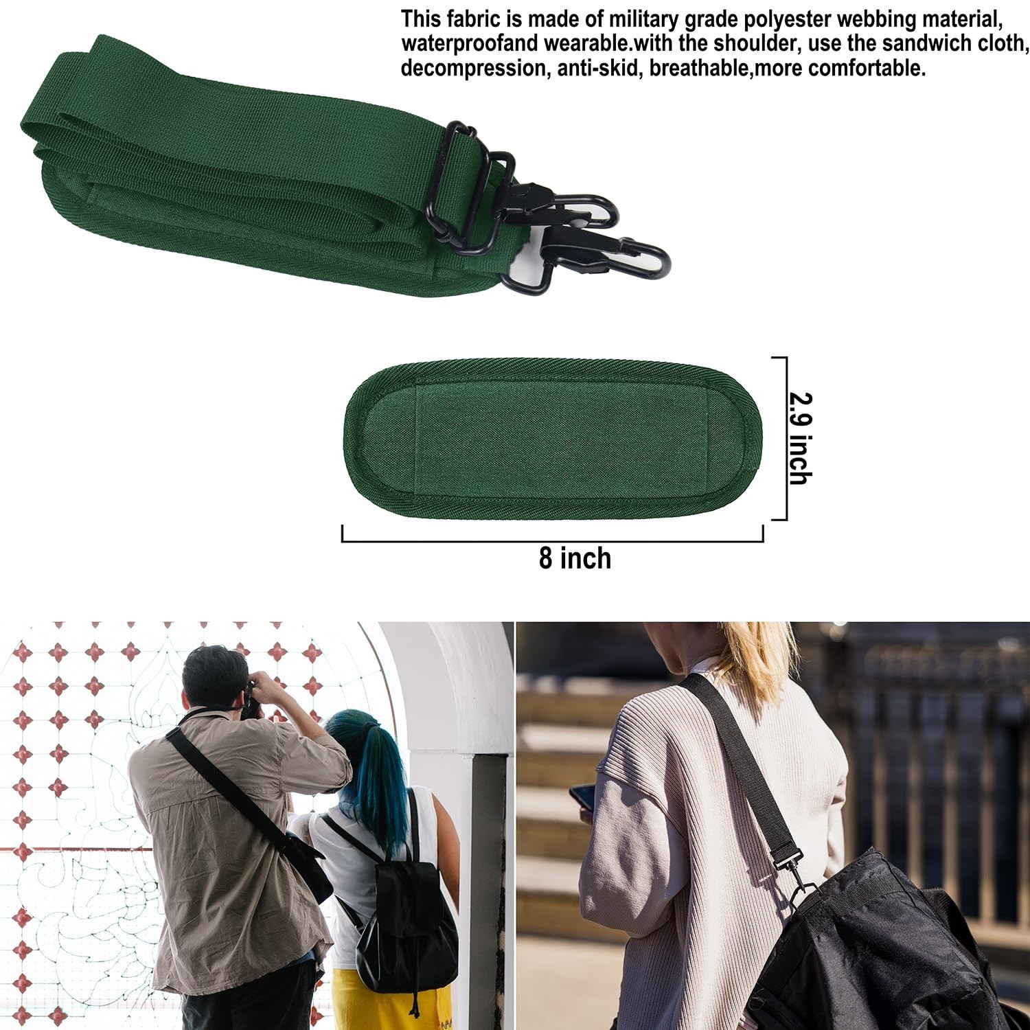Shoulder Strap 56 inch, Universal Adjustable Thick Soft Duffel Bag Shoulder S…