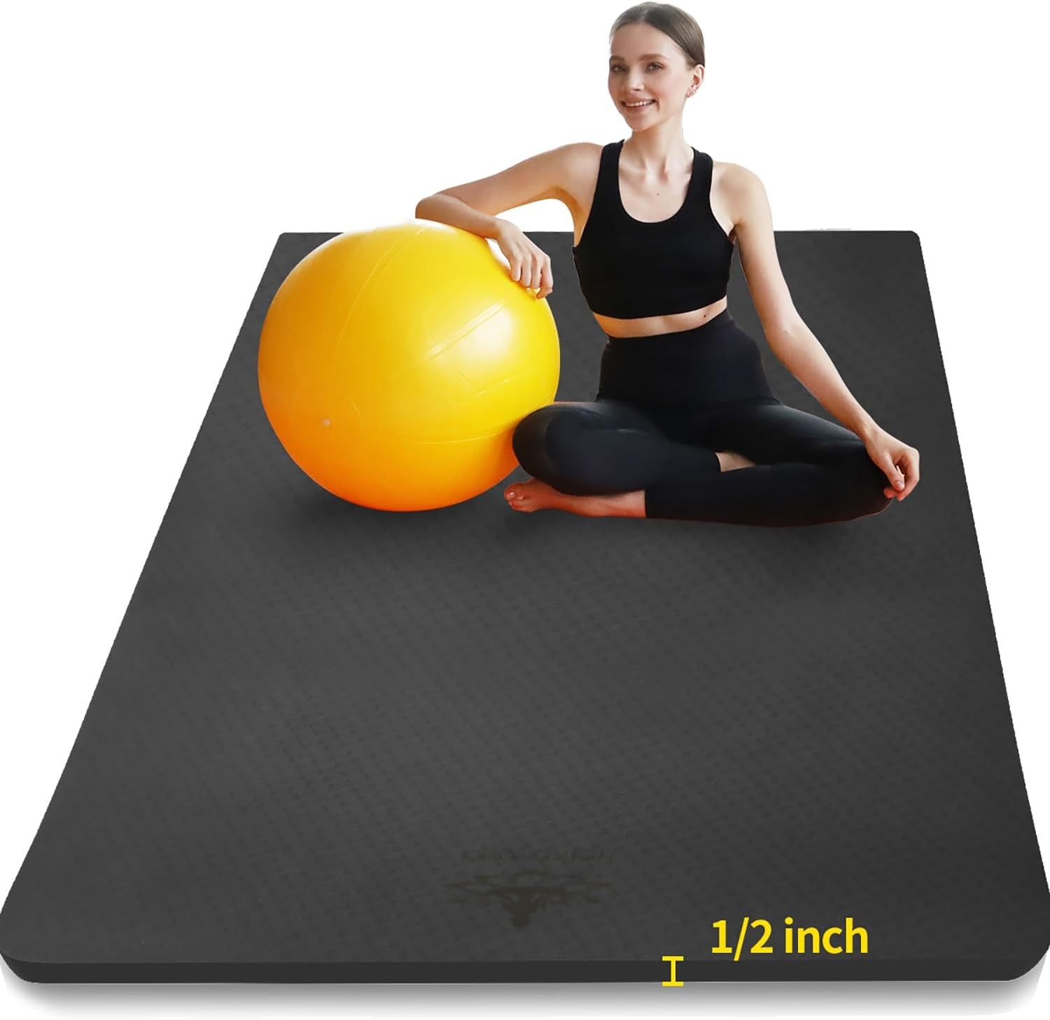 Thick Yoga Mat TPE 6x4x1/2 Inch Non Slip Pilates Exercise