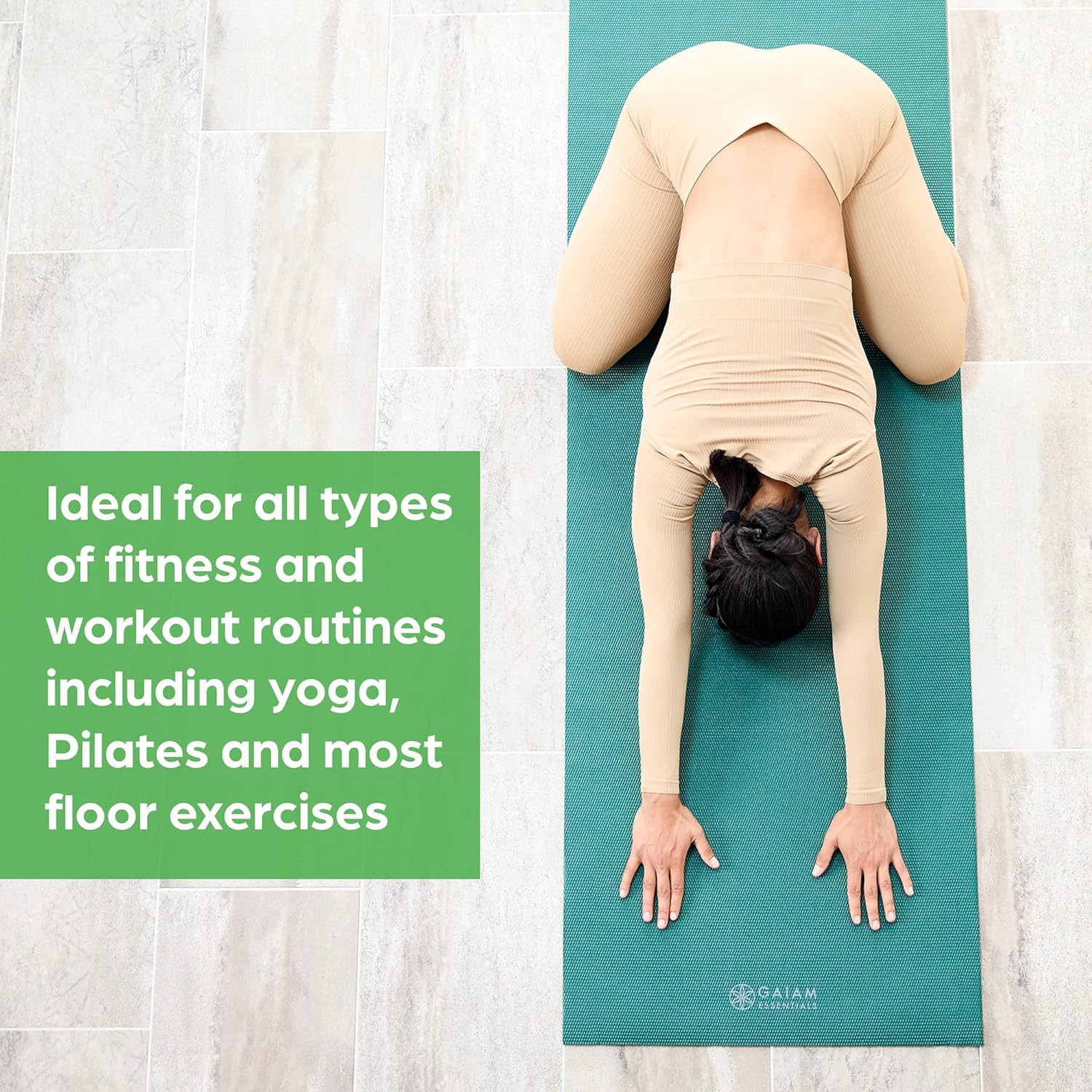 Gaiam Essentials 1/4&Prime; Thin (6Mm) Yoga & Pilates, Fitness & Exercise Mat with Eas
