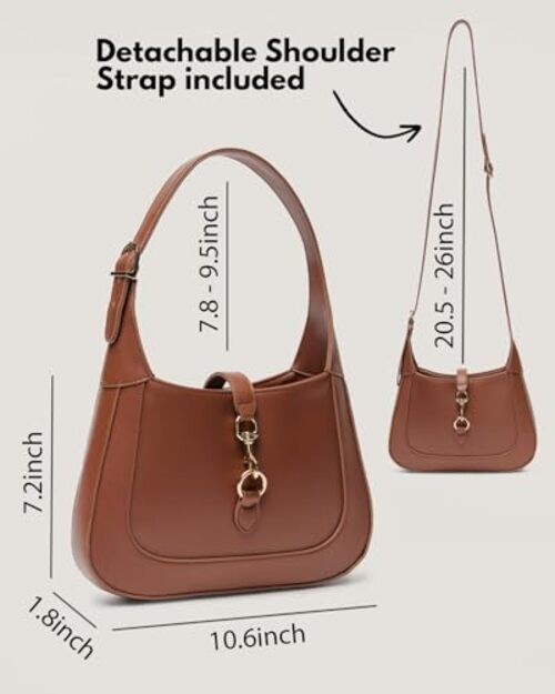 Shoulder Bag for Women – Small Shoulder Purses – Top Handle Structured Brown