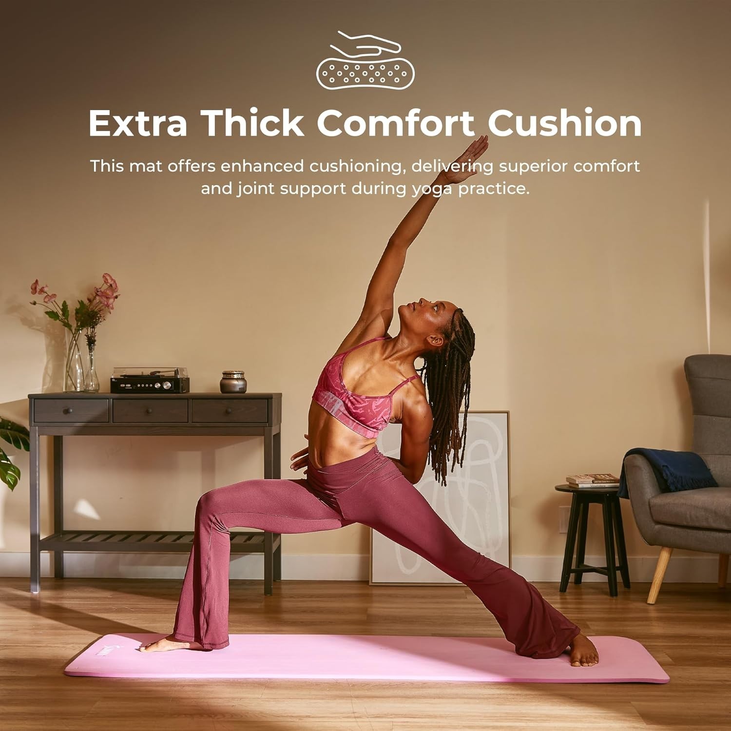 High-Density Cushioned Yoga Mat – Anti-Tear, Lightweight, 74×24, Multiple Colors