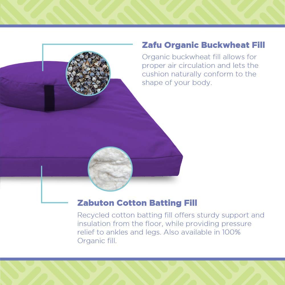 Meditation Cushion Mat Set HEMP – Round Zafu Floor Pillow Organic Buckwheat P…