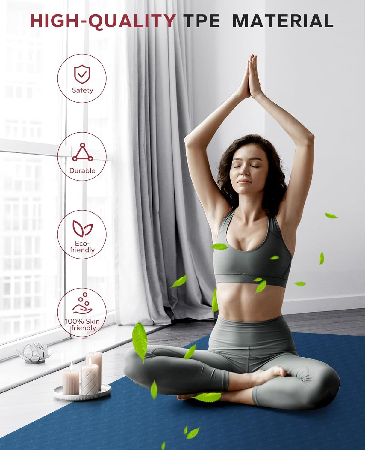 Large Yoga Mat – 72&Prime;X36&Prime;X6Mm (1/4 Inch), Extra Wide Non-Slip Exercise Mat for Ho