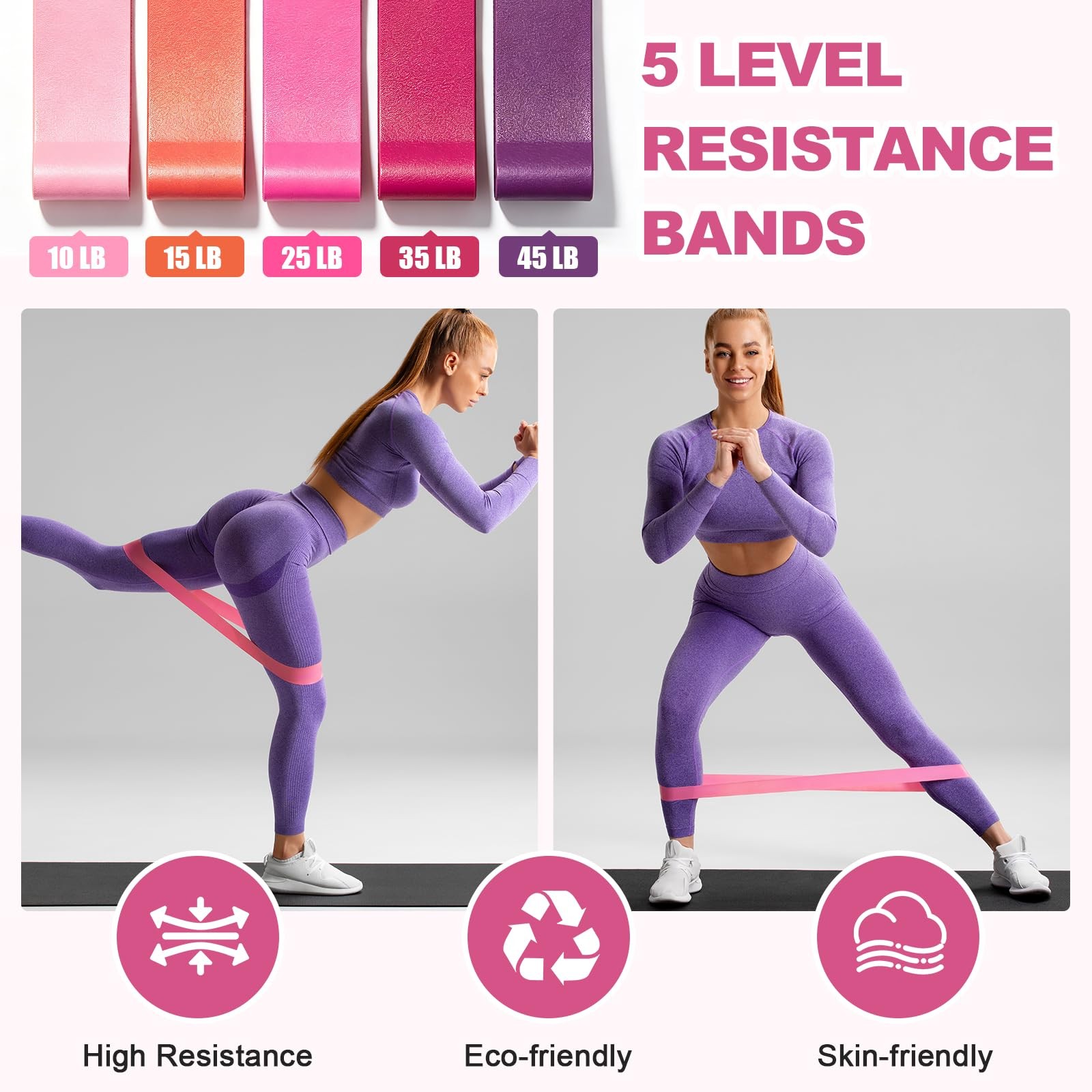 Dilobio Pilates Kit, Equipment for Home Workout, 13 Inch, Pink