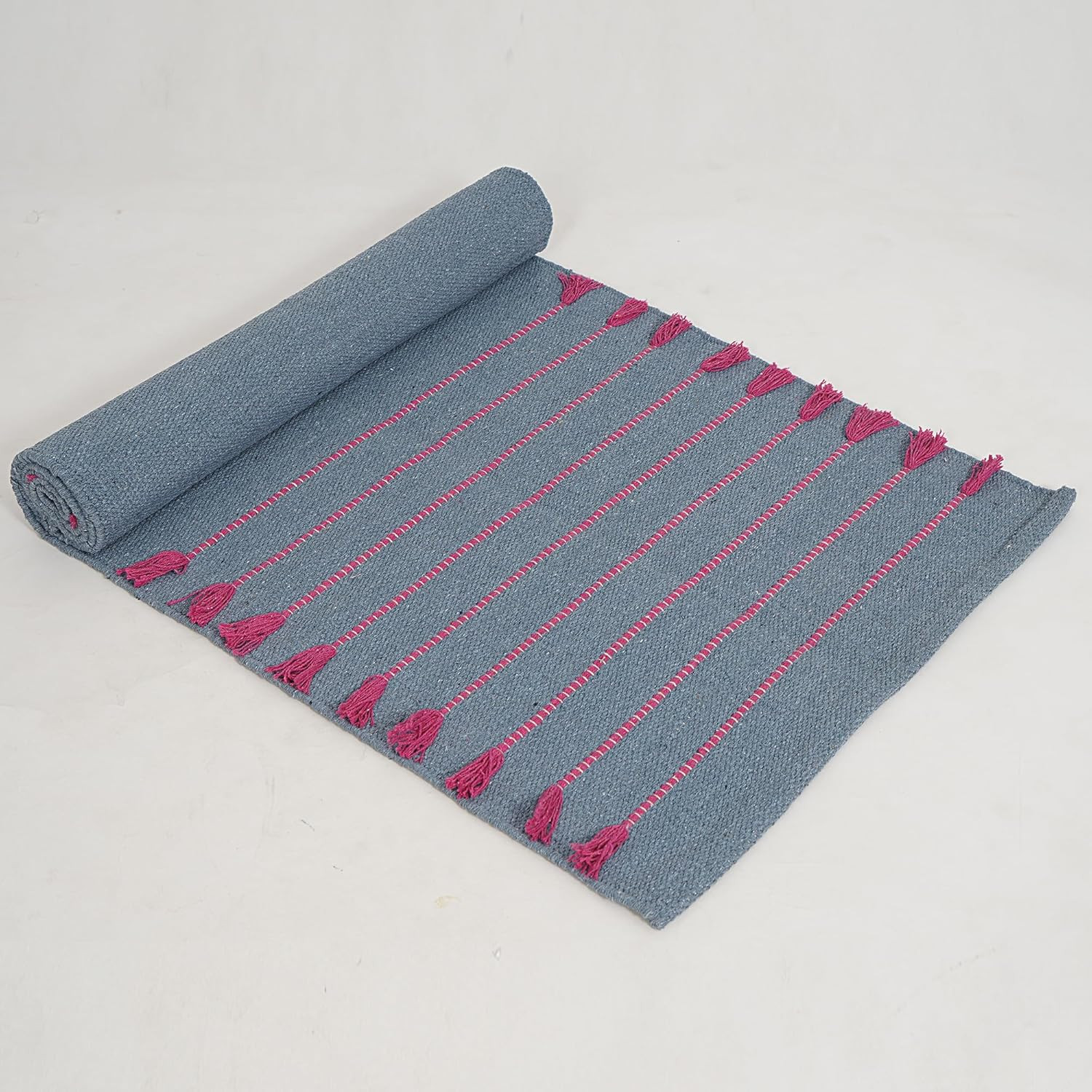 24X72 Inches Hand Weaved Yoga Mat 100% Organic Cotton Natural Yoga Rug for Exerc