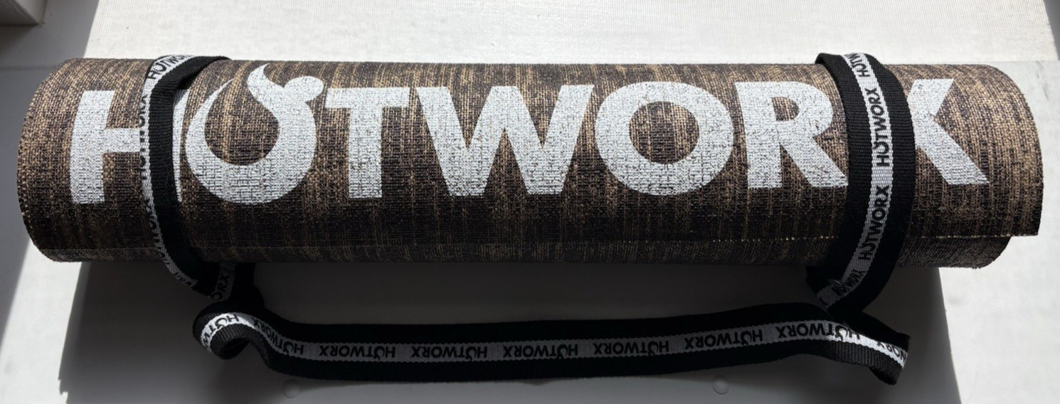 Hotworx Hemp Fiber Yoga Mat 72”x 24” Brown Hot Yoga Pilates Carry Strap