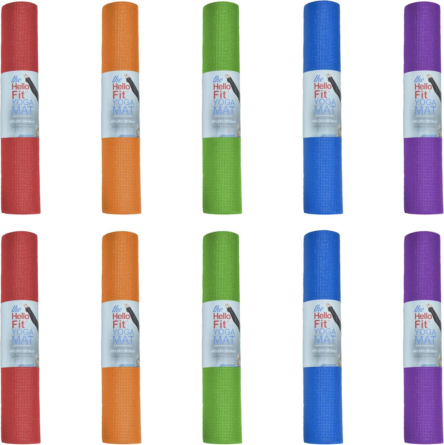 10-Pack Yoga Mat, 68&Prime; X 24&Prime; Non Slip Exercise Mat, 4Mm Thick Gym Mat for Fitness
