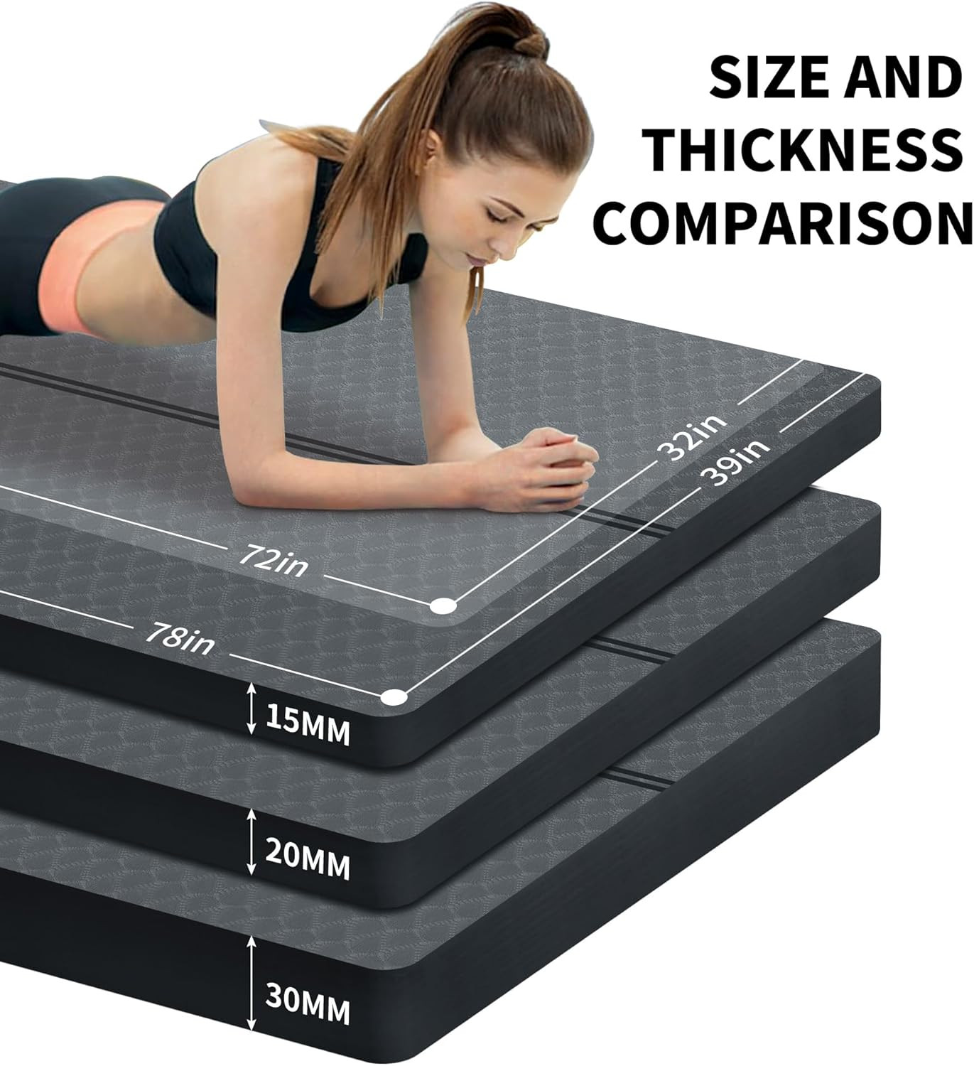 Large Exercise Mat – 15Mm/20Mm/30Mm Thick Yoga Mat | Workout Mat for Fitness, Yo