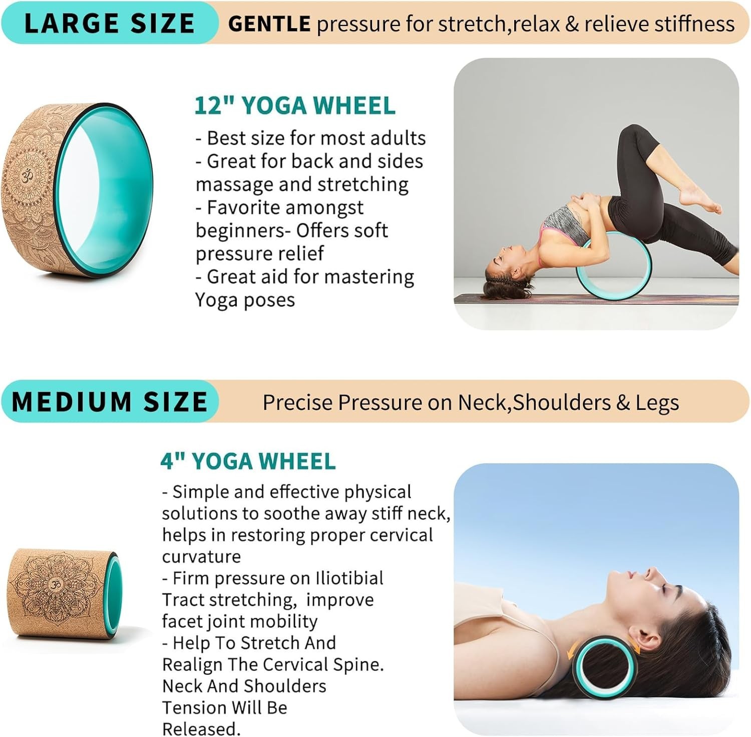 Upgraded Yoga Wheel Set with Extra Cushioning for Stretching and Flexibility