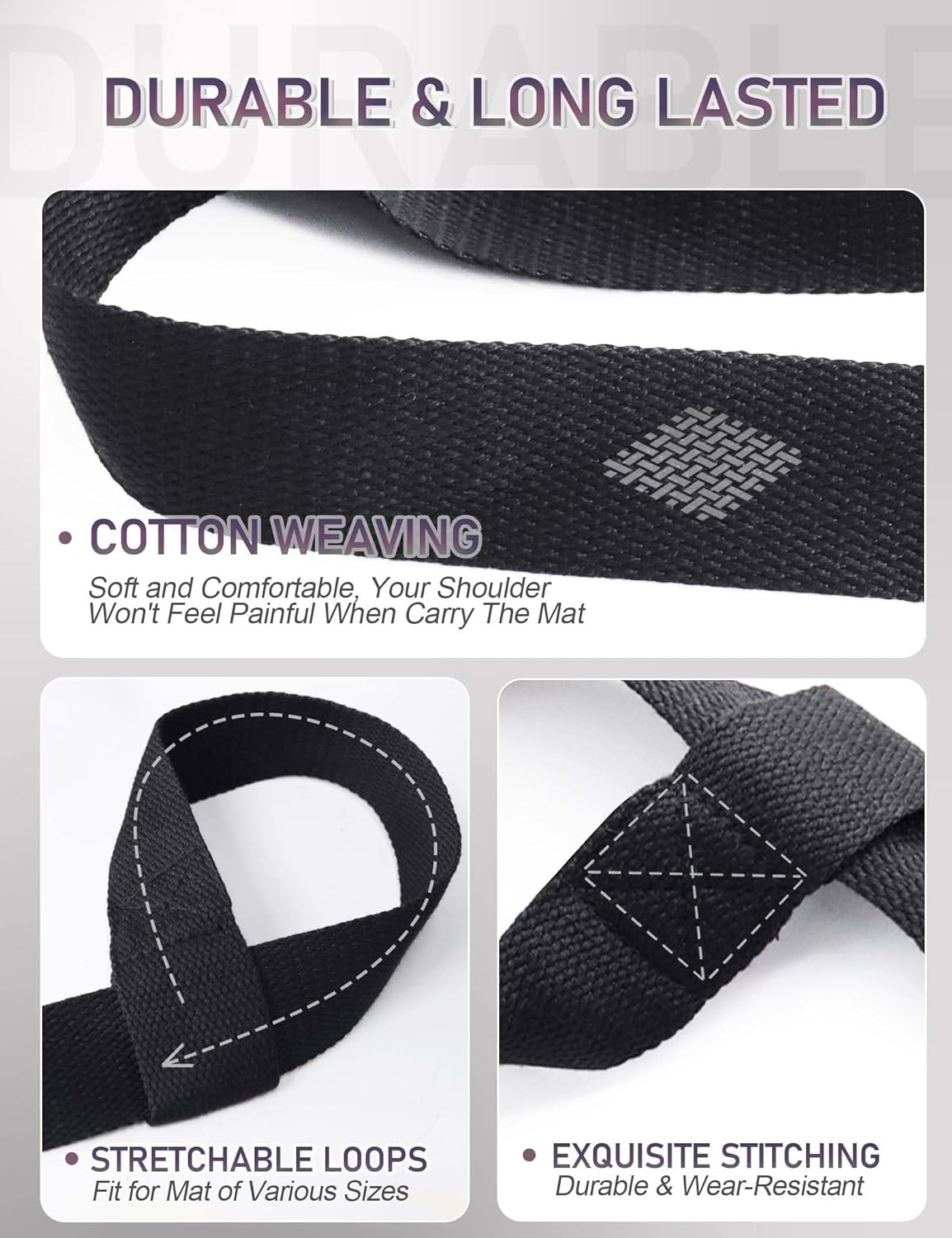 Yoga Mat Carrier Strap Long – Adjustable Thick and Wide Strap for Carrying Mat o