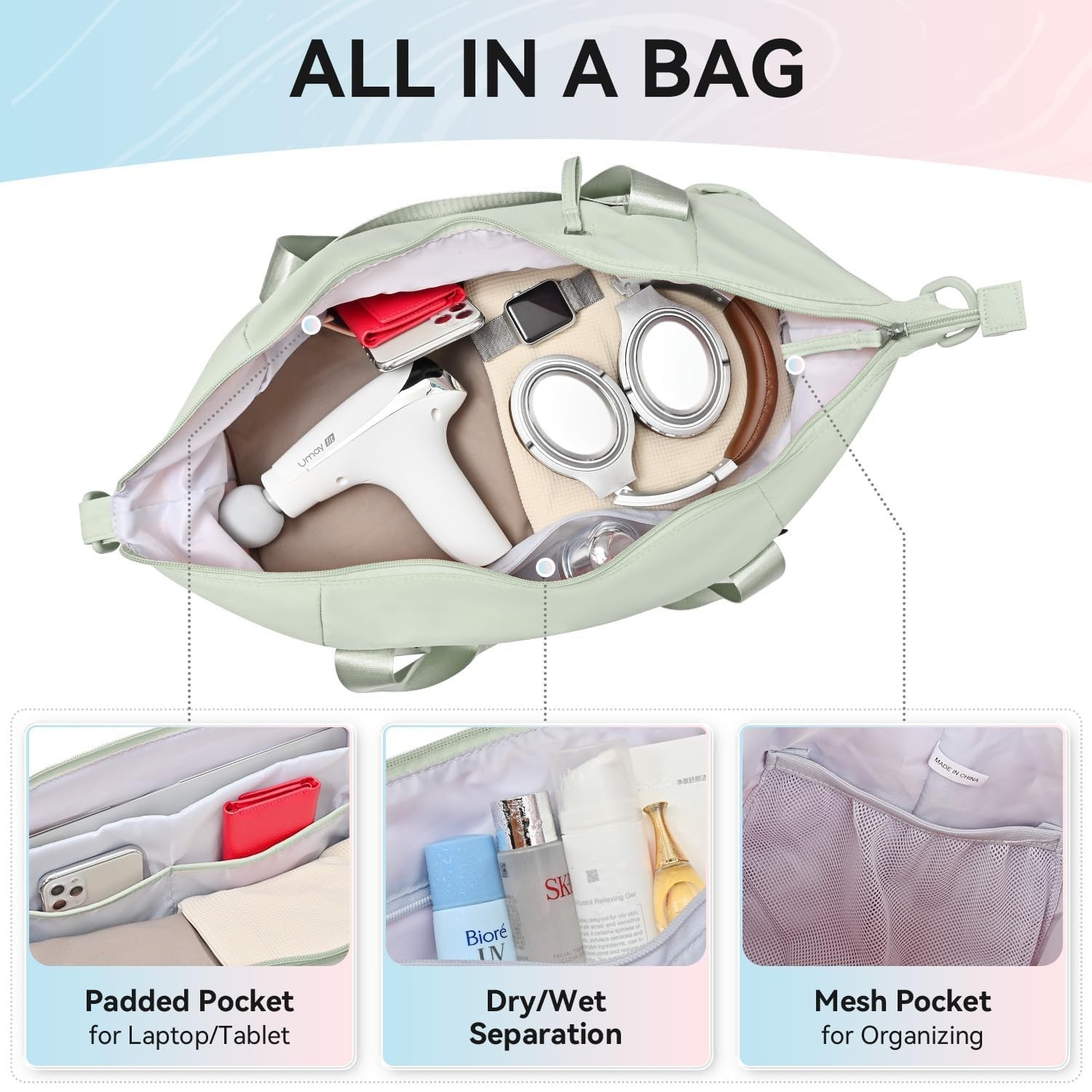 MAXTOP Women&rsquo;s Gym Yoga Duffle Bag with Shoe Pouch,Multi-Purpose Overnight Tr…