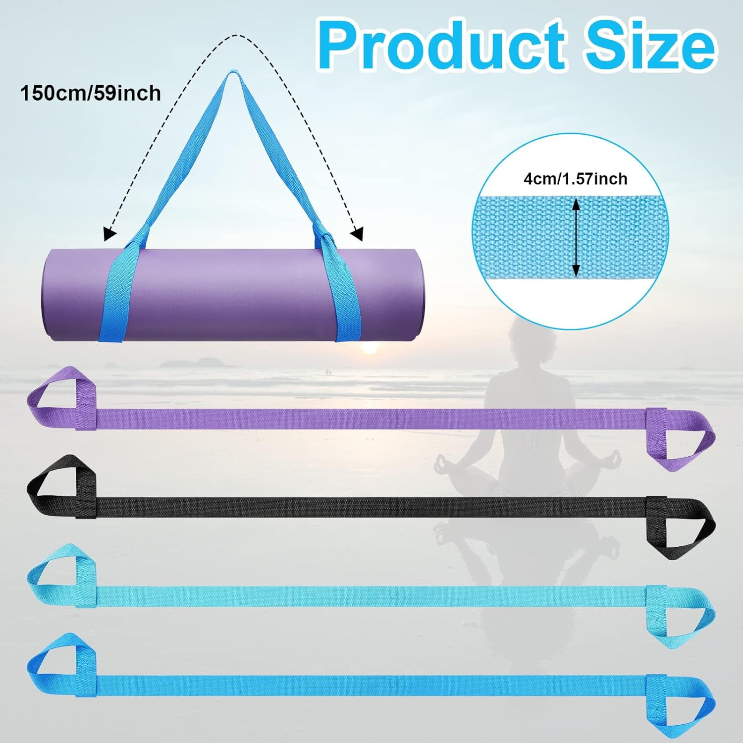 4 Pcs Yoga Mat Straps for Carrying Yoga Mat Holder Adjustable Thick Carrier Exer