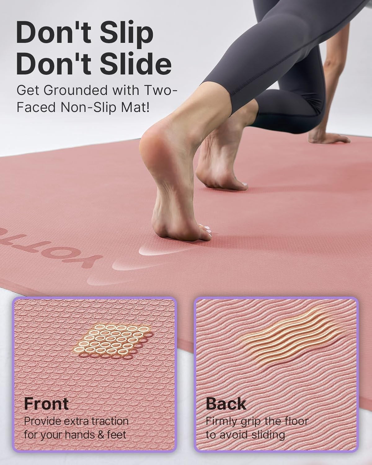 Large Yoga Mat (75 * 52 * 1/2Inch),Extra Wide TPE Exercise Mat,Non-Slip Workout