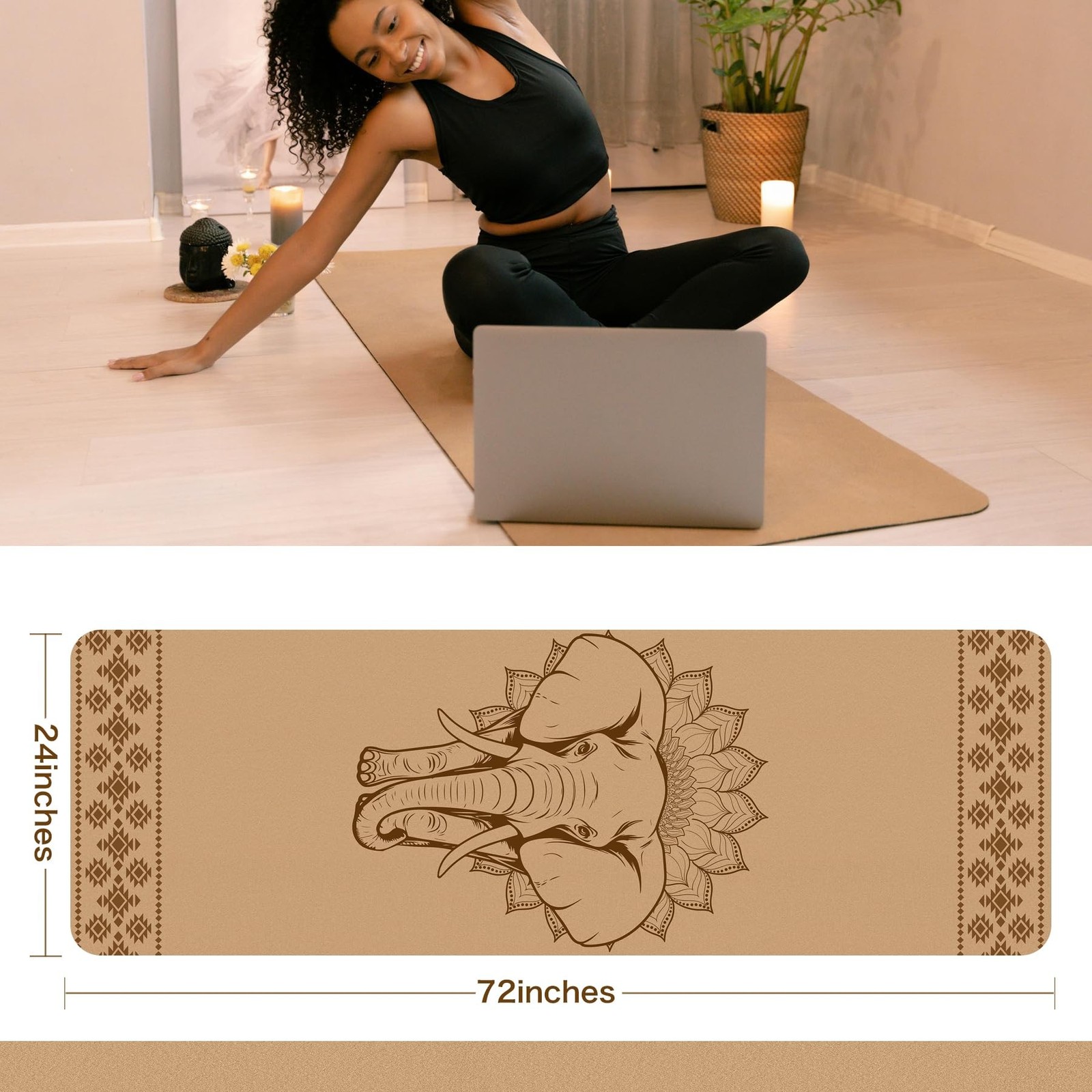 Premium Cork Yoga Mat Non Slip Thick Cork Exercise & Fitness Mat for Yoga, Pi…
