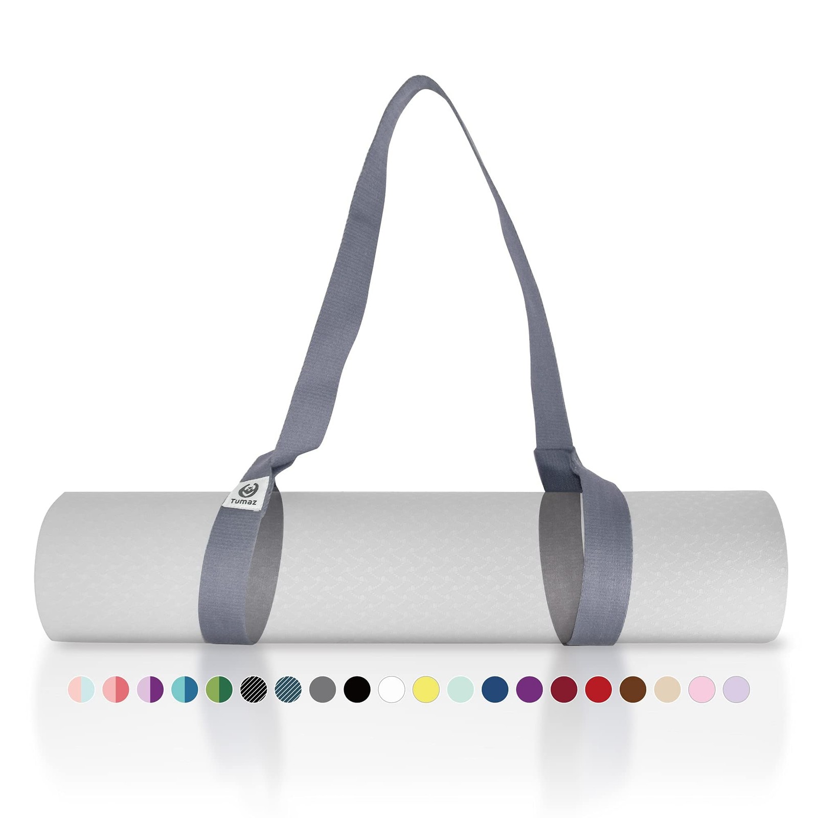 Tumaz Yoga Mat Strap [MAT NOT Included] (2 Sizes) with Extra 64 IN, 12. Gray
