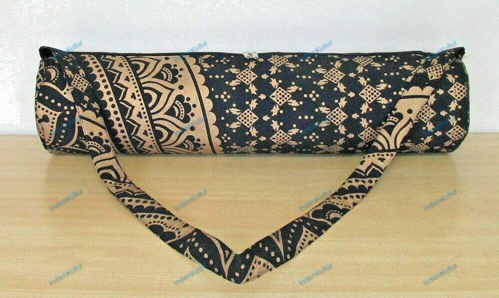 Mandala Black Gold Omber Yoga Mat Beach Exercise Carrier Bag With Shoulder