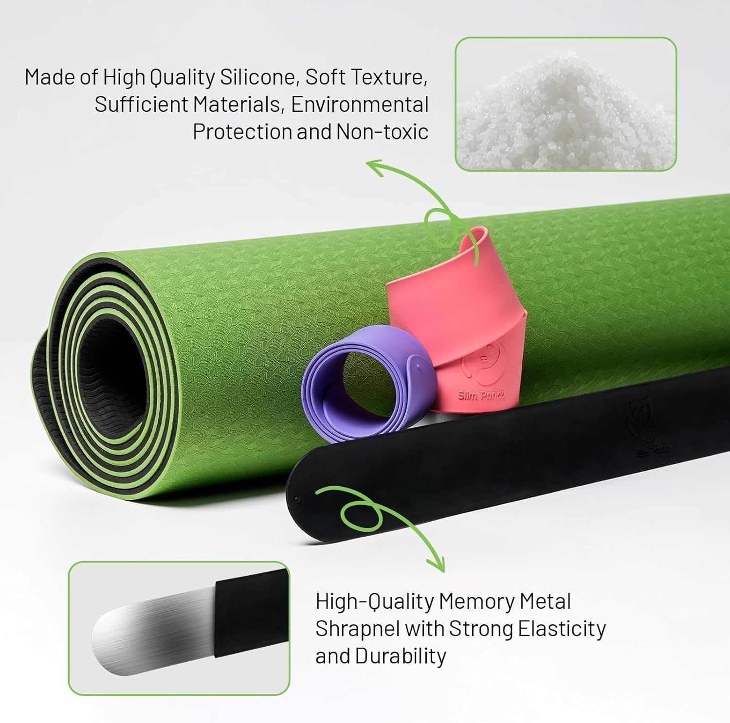 Yoga Mat Strap Slap Band, One Snap Keeps Mats Tightly Rolled, Heavy-Duty Clasp F