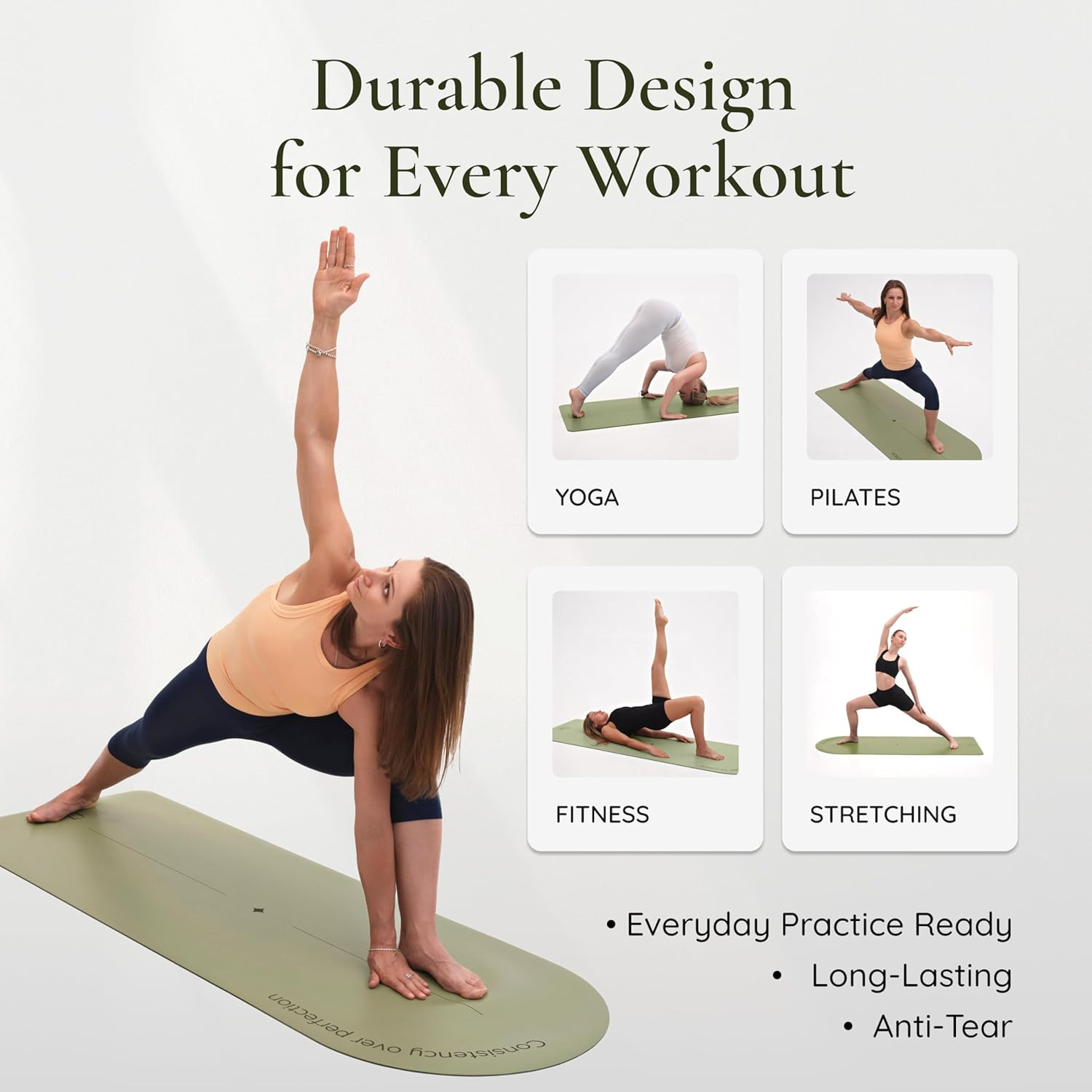 Arch-Shaped Yoga Mat, Eco PU Rubber, Non-Slip Exercise Mat for Yoga, Pilates, Ho