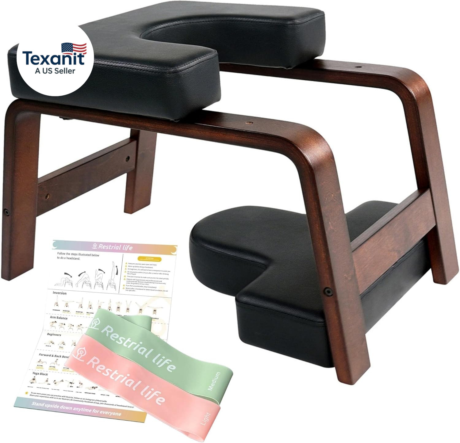 Yoga Inversion Bench- Headstand Bench for Home & Gym, Relieve Stress, Strengthen