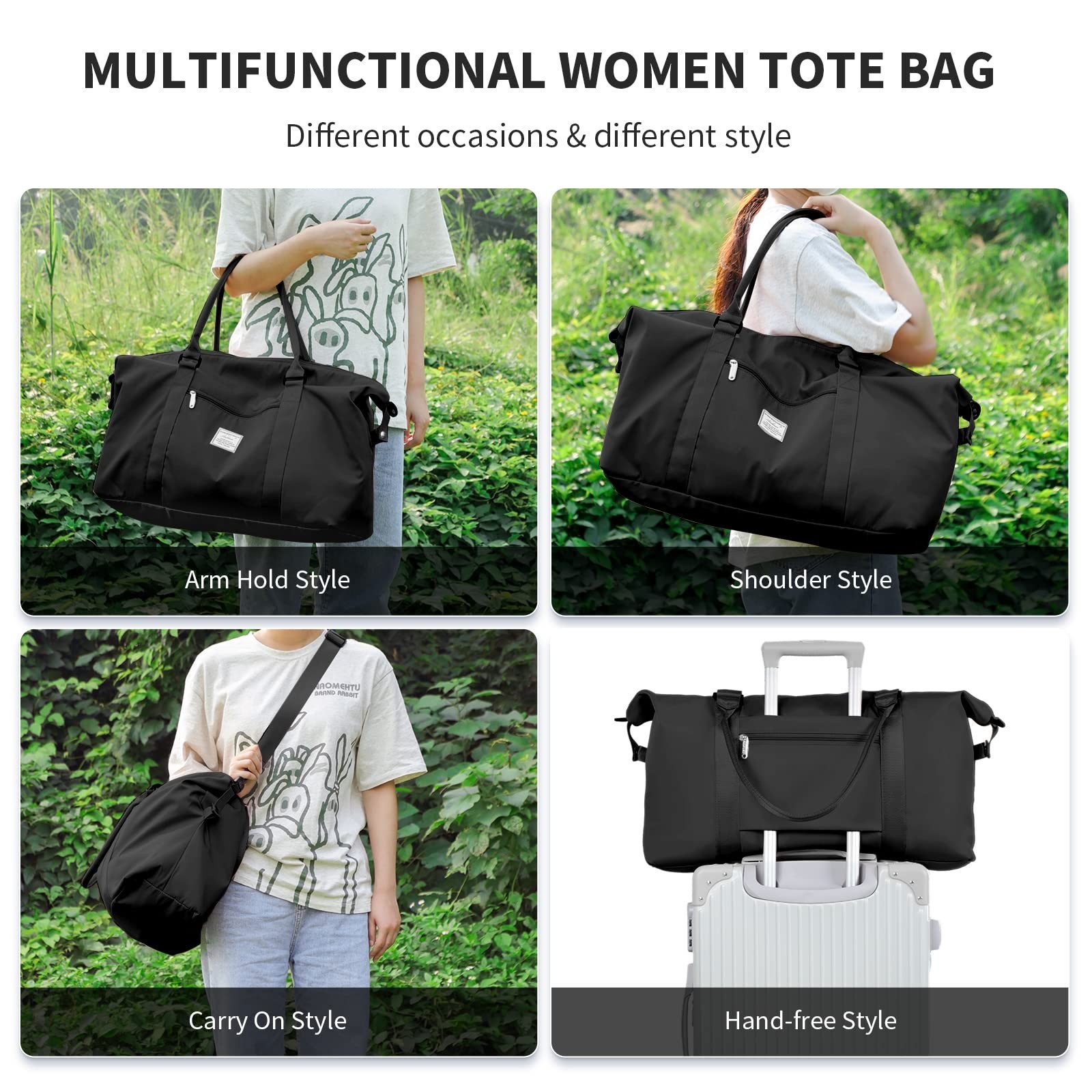 Large Duffle Bag for Travel, Sports Gym Tote Bag for Women, Carry on Overnigh…