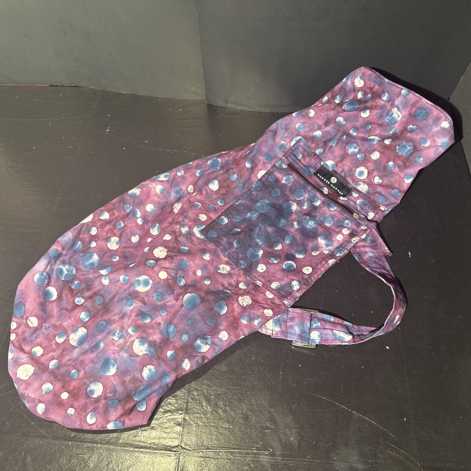 Hugger Mugger Yoga Mat Bag Colorful Batik Cotton Two Pocket Zip Up Hippy Artsy