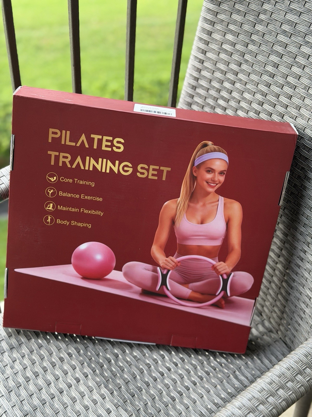 Compact Pink Pilates Ring with Black Handles for Unisex Adults