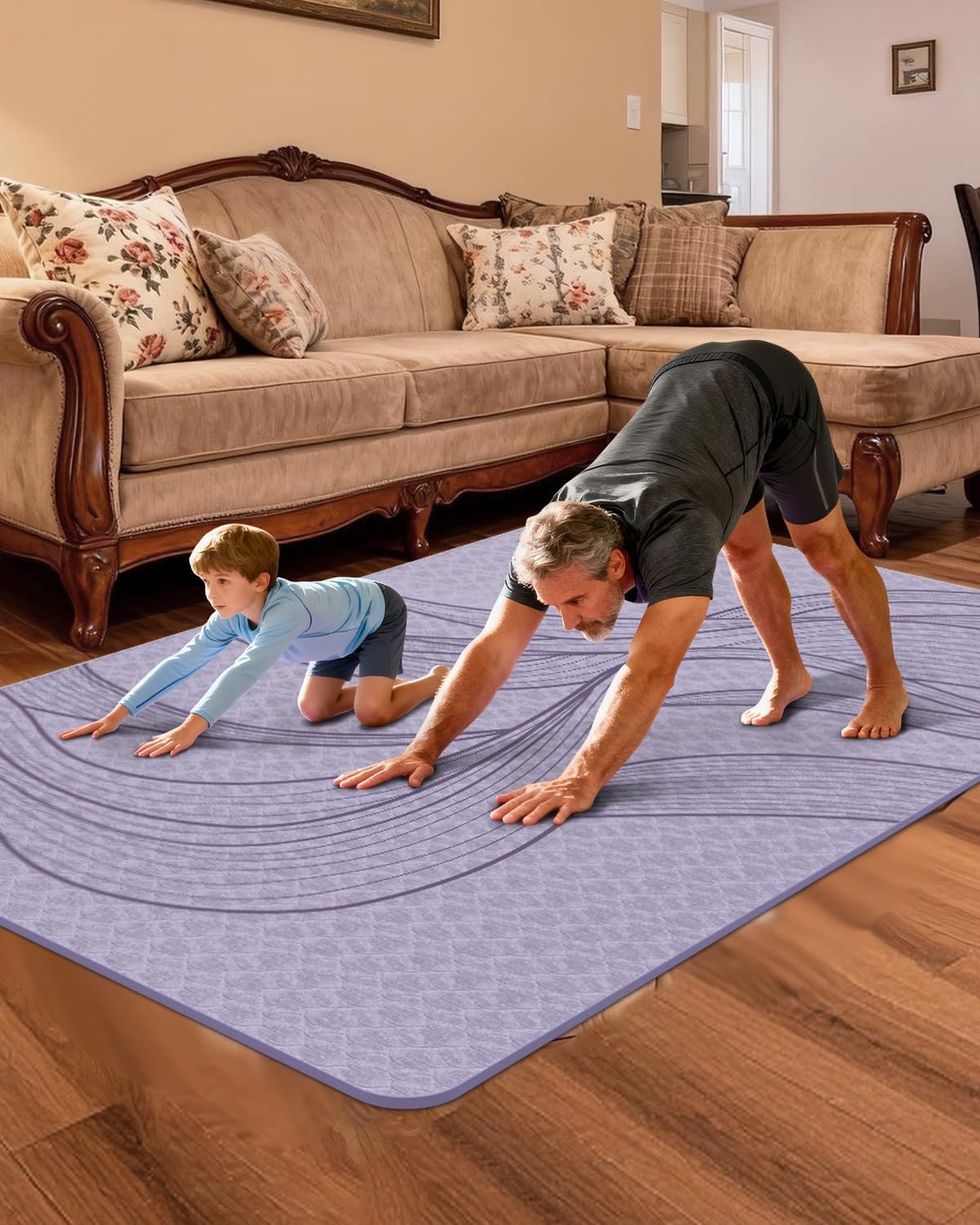 Large Yoga Mat 75.5×47.6×0.4 Extra Wide Thick TPE