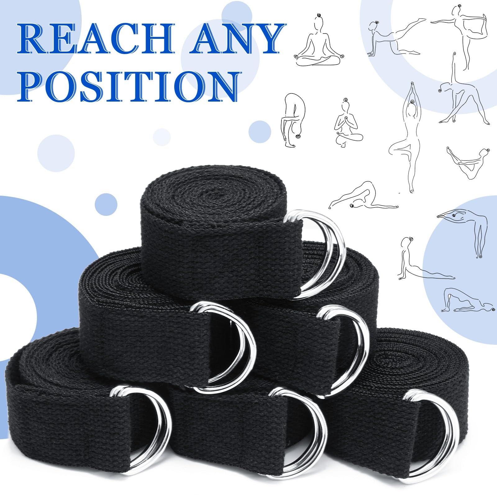 40 Pcs Yoga Strap Stretching Pilates Exercise Adjustable Straps 6 ft Non Elas…