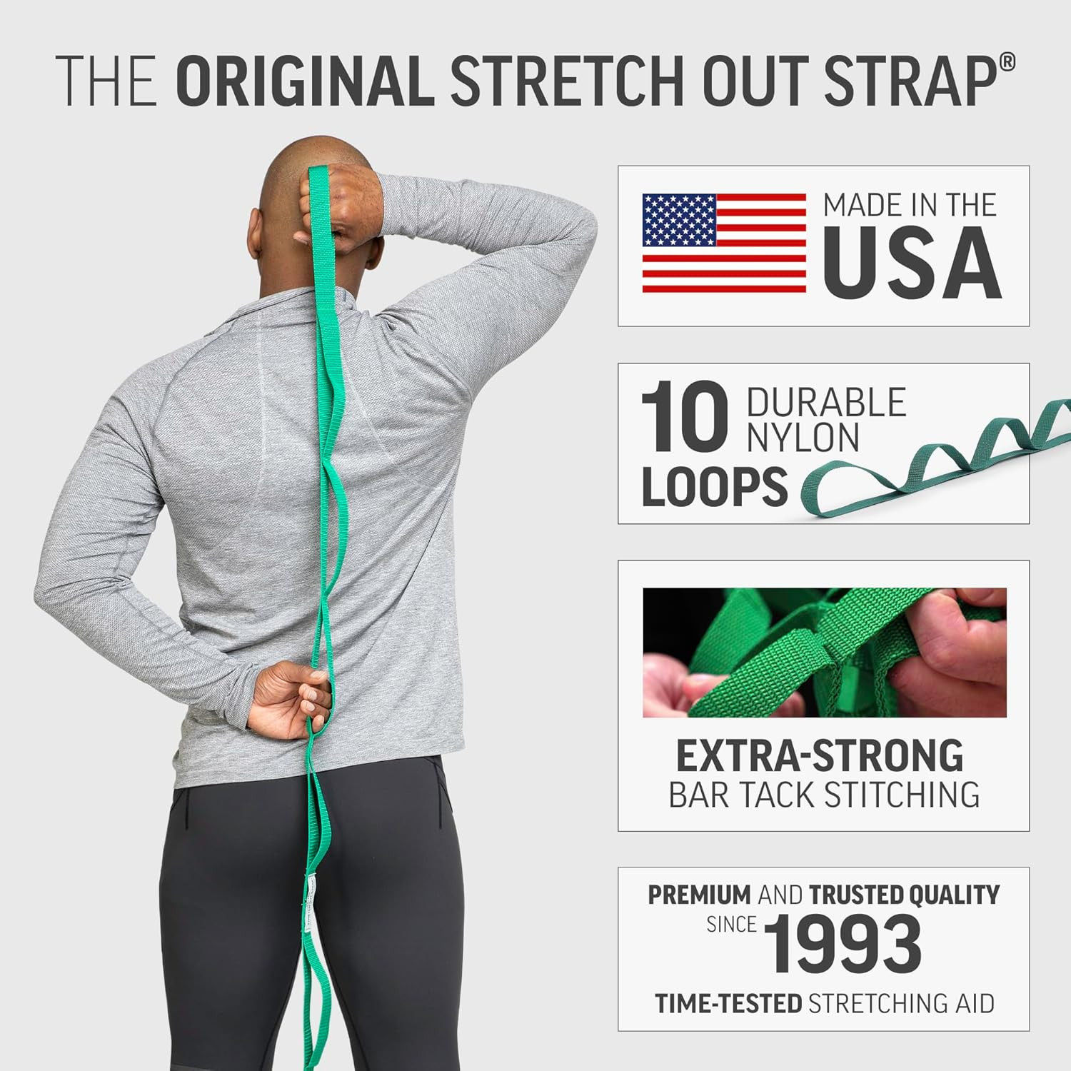 the Original Stretch Out Strap with Exercise Book, USA Made Top Choice Stretch O