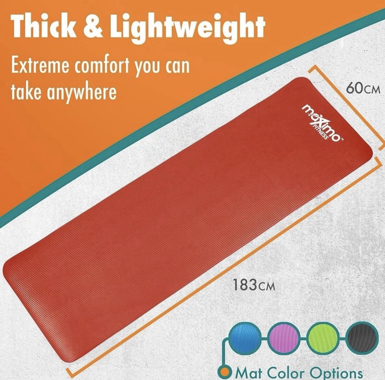 Maximo Yoga Fitness Mat Extra Thick Multipurpose Workout (Meas: 72 x 24) Red
