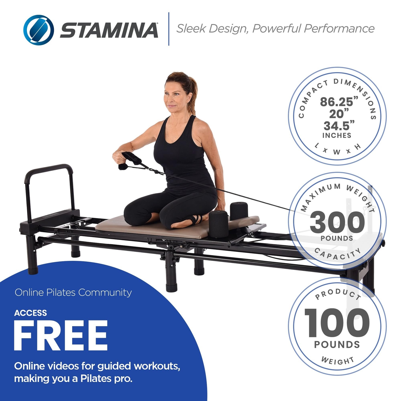 AeroPilates Reformer – Pilates Reformer Workout Machine for Home Gym – Cardio…