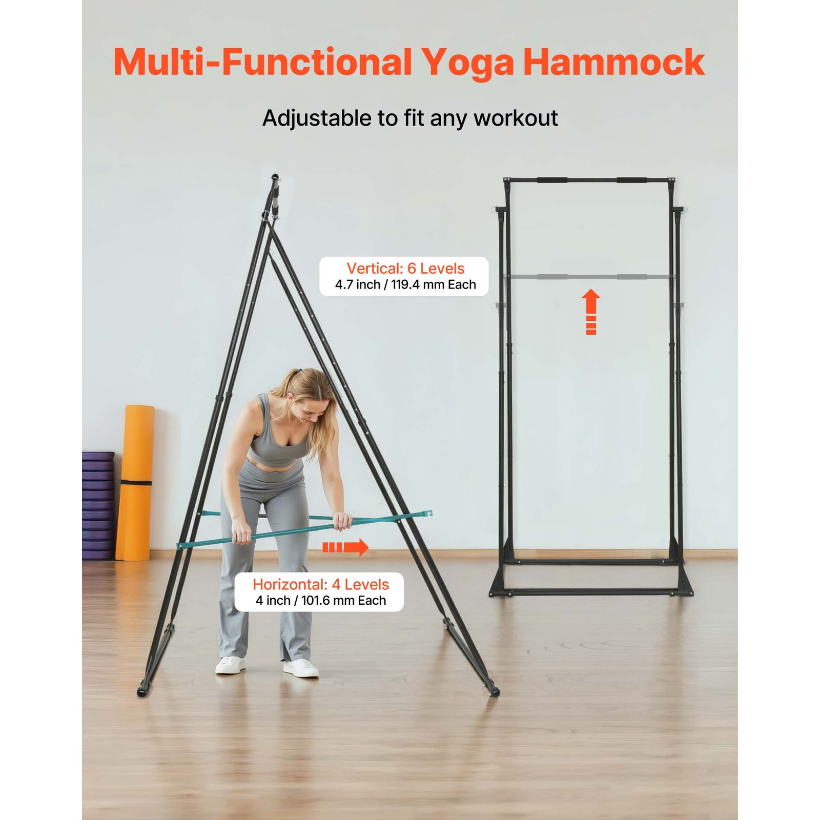 Uimoso Yoga Stand Frame 440 lbs Capacity with 6.6-Yard Aerial Hammock