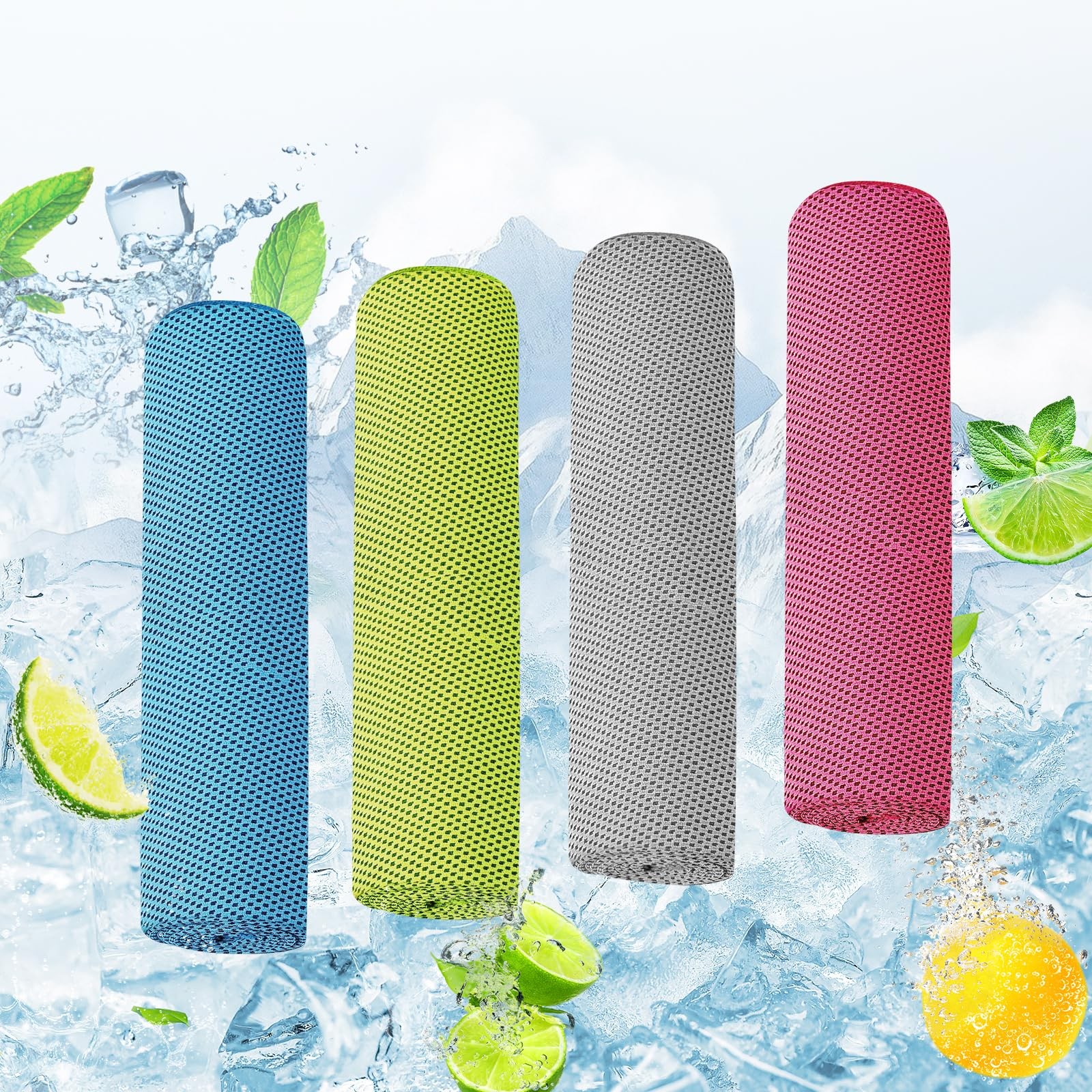 Cooling Towels for Neck/Face Ice 40 inches x 12 inches, Blue/Pink/Grey/Green