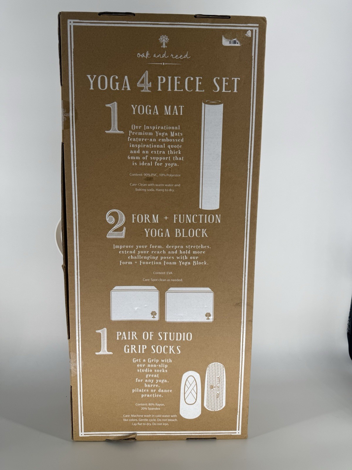Yoga 4 Piece Set New. Oak And Reed . Mat , Blocks, Socks, Blue