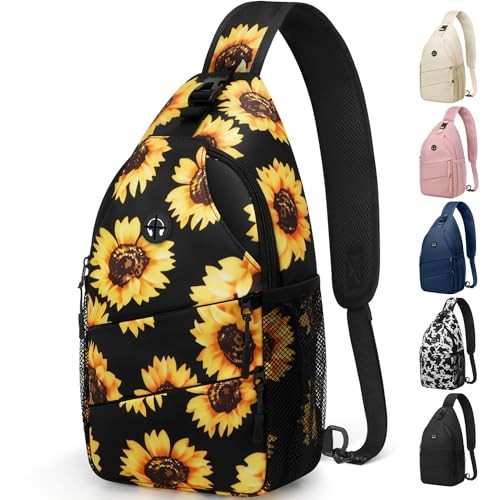 Crossbody Bags for Women Men Trendy Sling Bag Backpack Casual Medium Sunflower