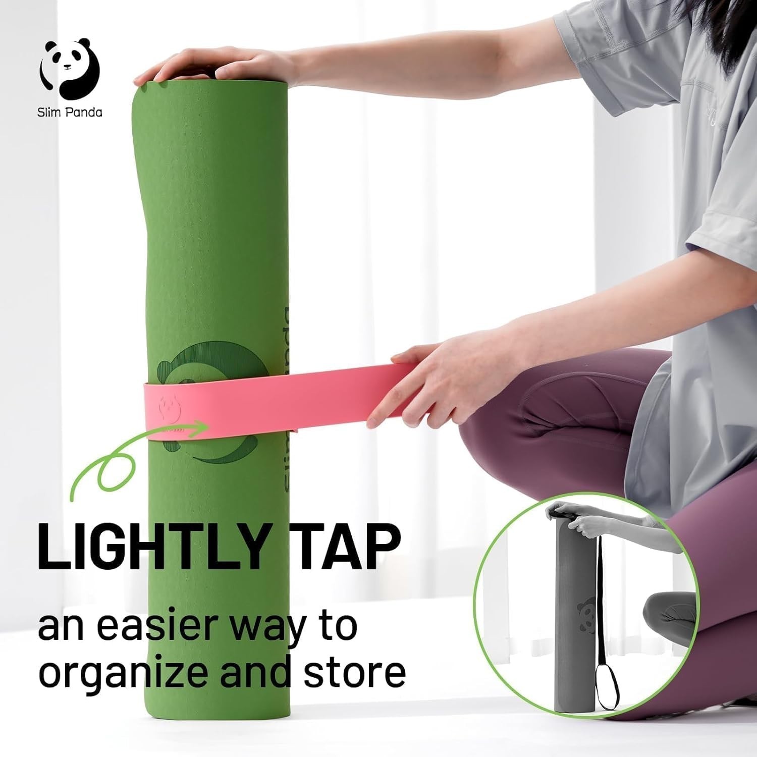 Yoga Mat Strap Slap Band, One Snap Keeps Mats Tightly Rolled, Heavy-Duty Clas…