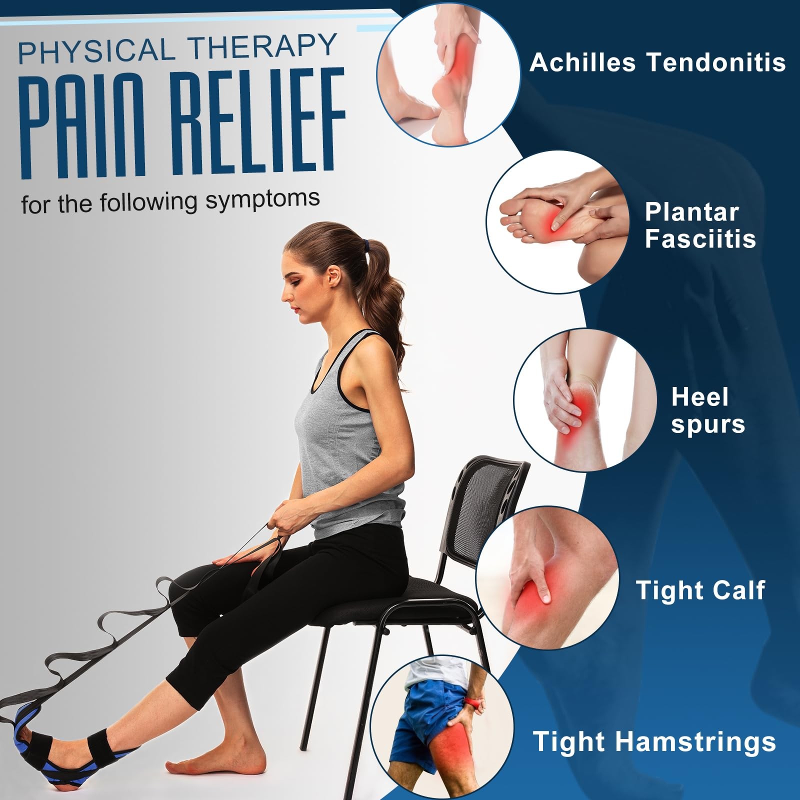 Foot and Calf Stretcher for Plantar Fasciitis, 1 Count (Pack of 1), Blue
