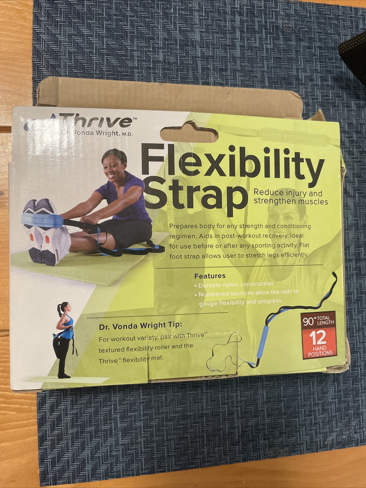 Thrive Flexibility & Stretching Strap 90” Arms Hands Feet Shoulders 12 Positions