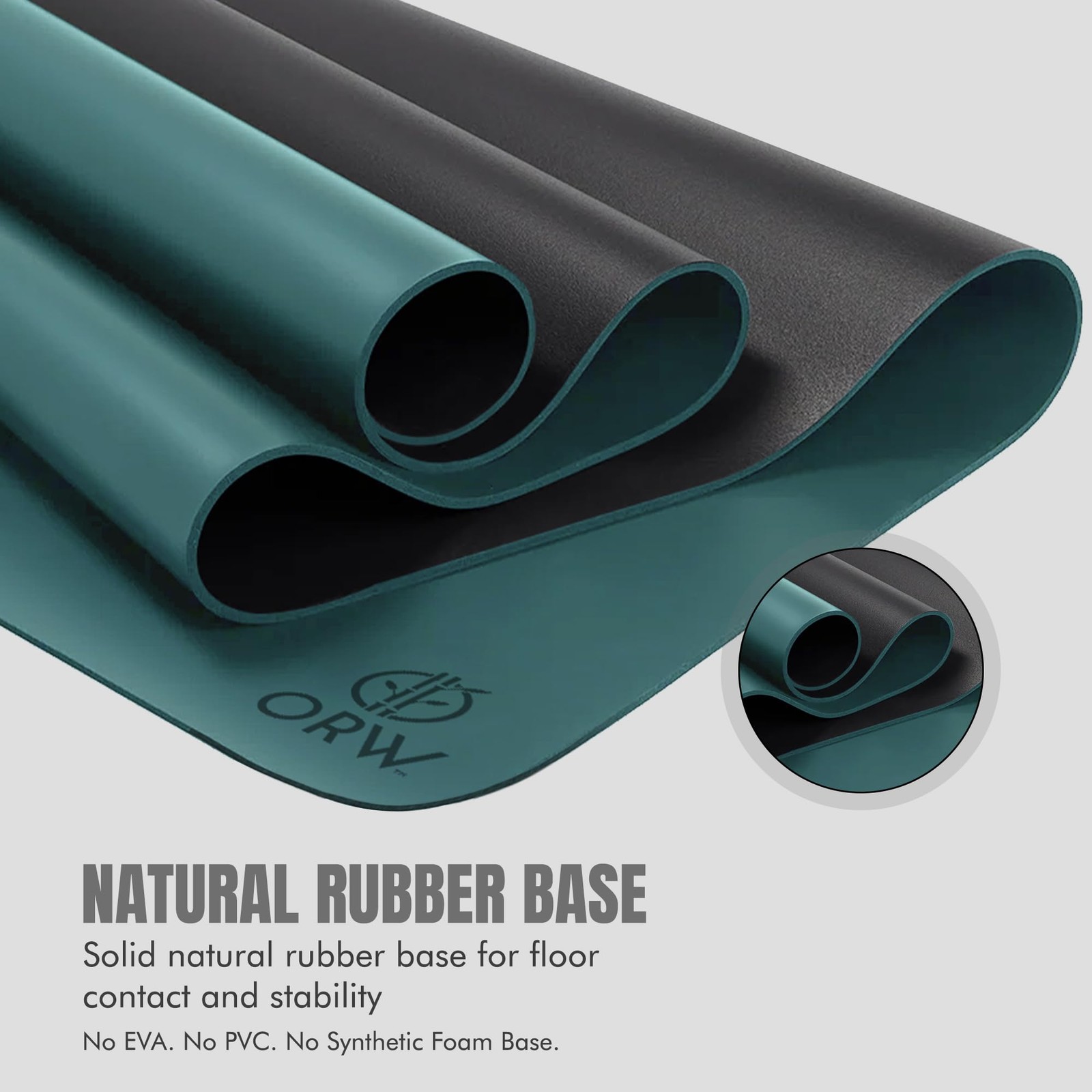 Yoga Mat PU Rubber, Non 72 x 24 inches, Blackish Green Rubber 72×24