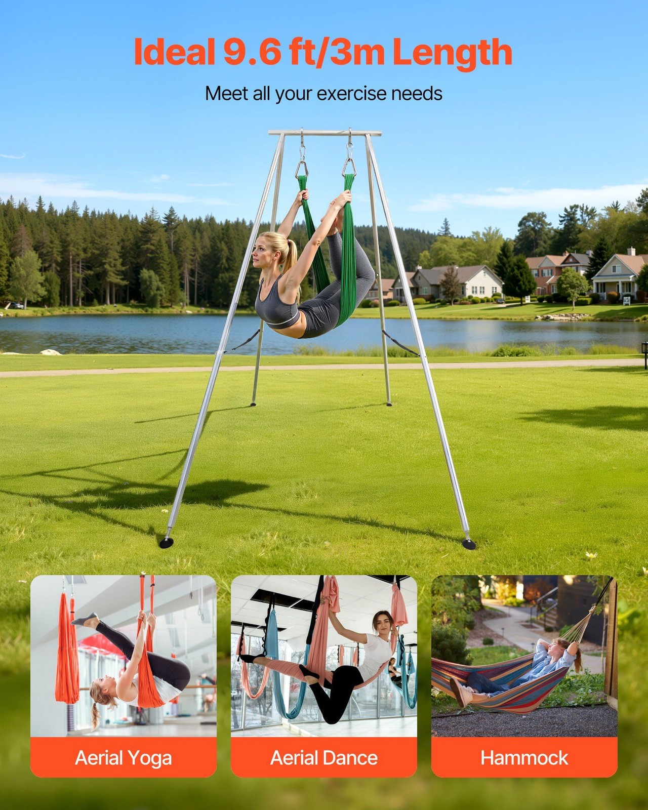 Triangular 9.6ft Aerial Rig Stand, 551lb Support, Non-Slip, Detachable, Compact